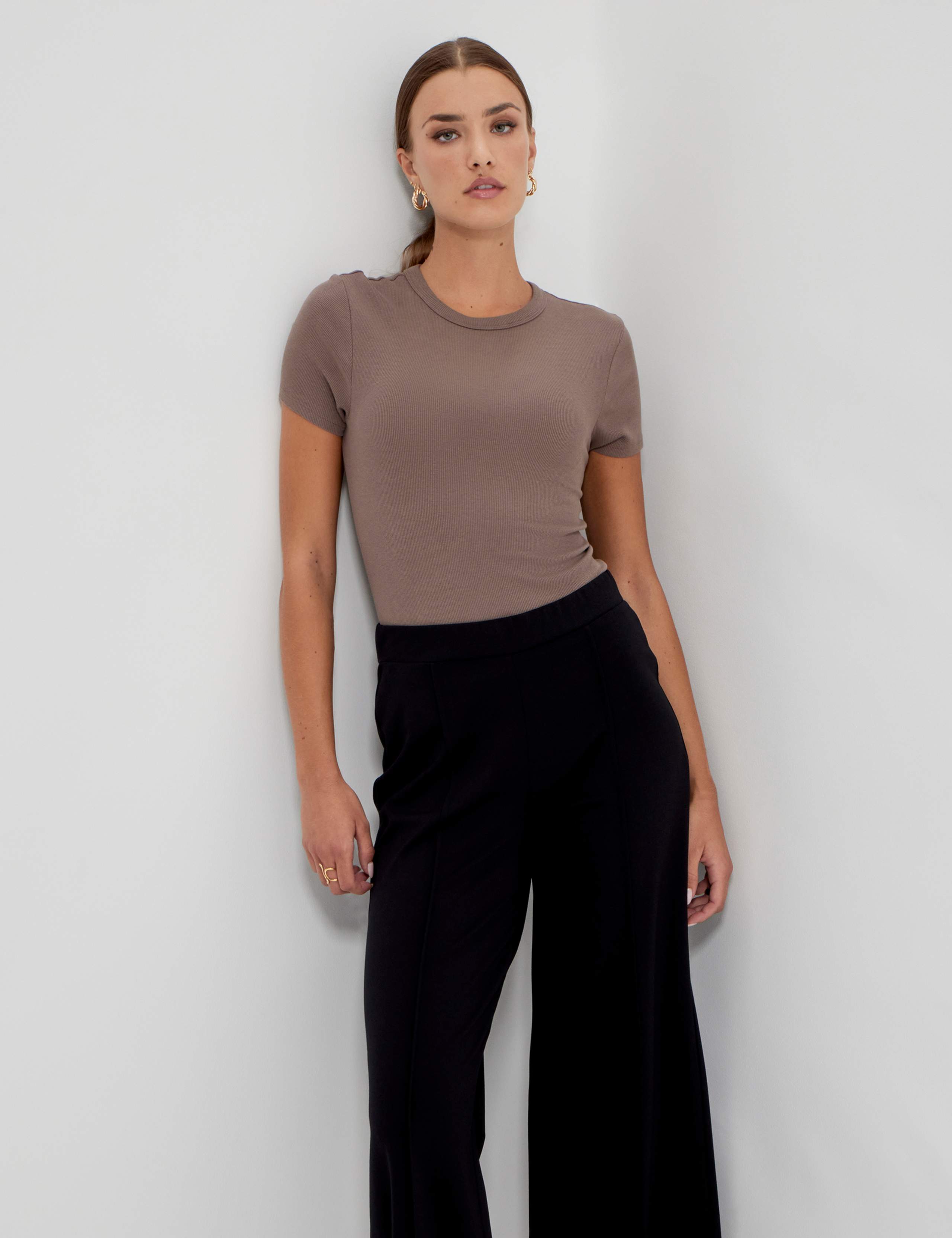 Jersey Elasticated Waist Wide Leg Trousers 9 of 10