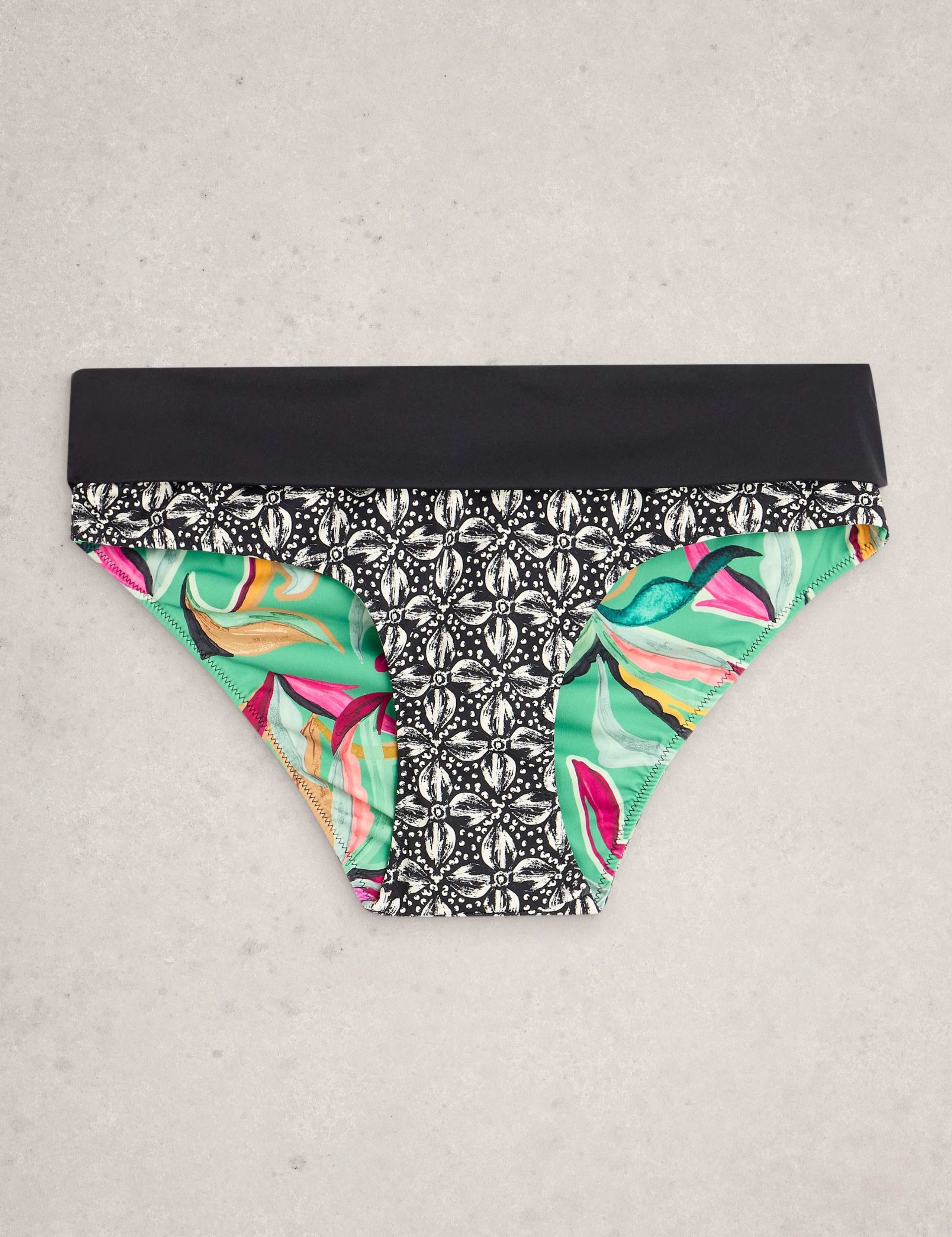Printed Reversible Roll Top Bikini Bottoms 2 of 6