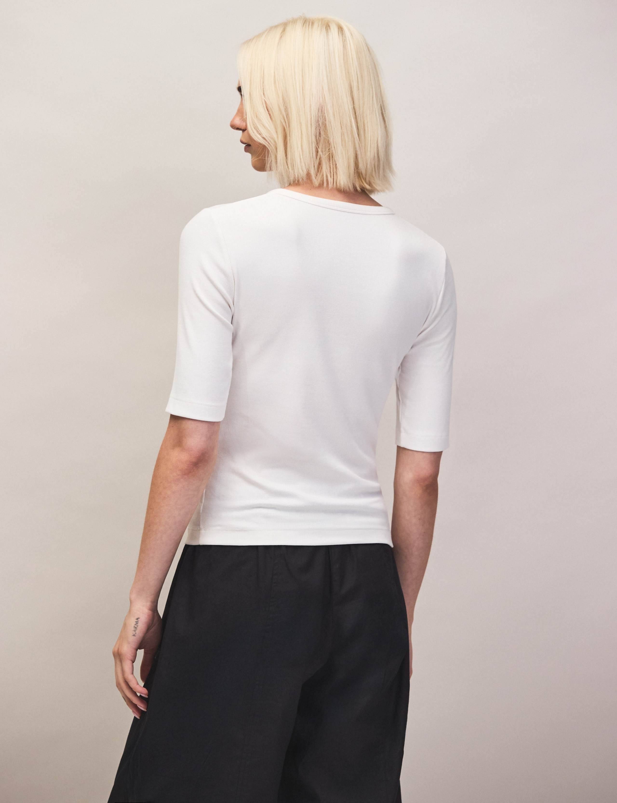 Cotton Modal Blend Ribbed Henley Top 2 of 5