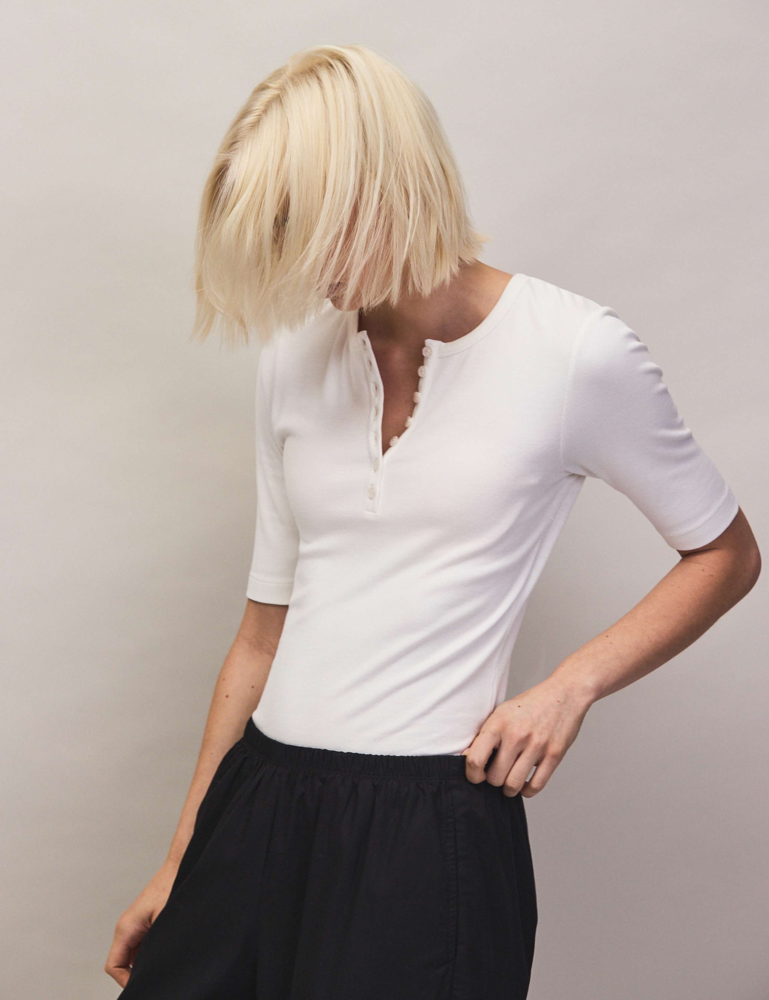 Cotton Modal Blend Ribbed Henley Top 4 of 5