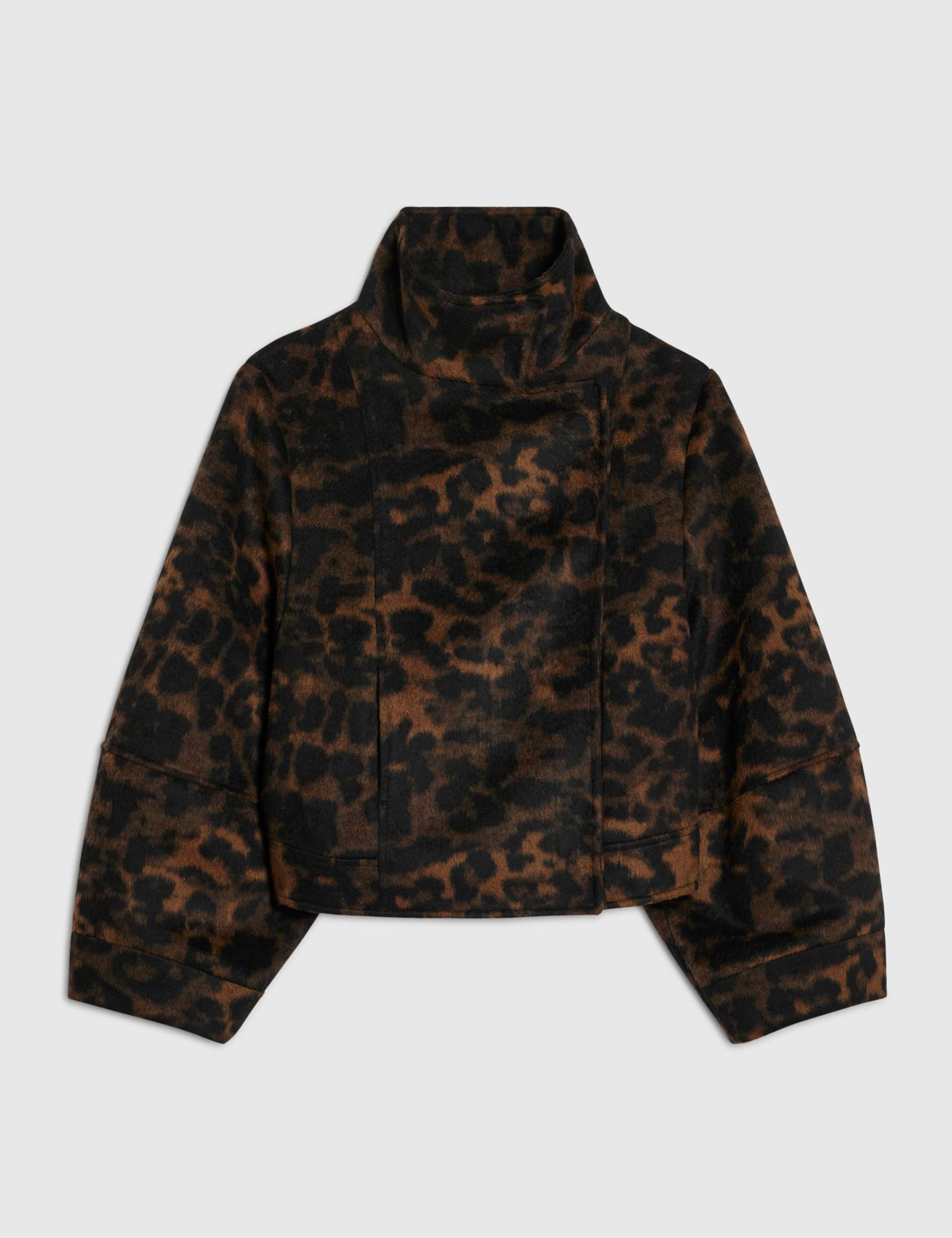 Leopard Print Funnel Neck Oversized Jacket 2 of 3
