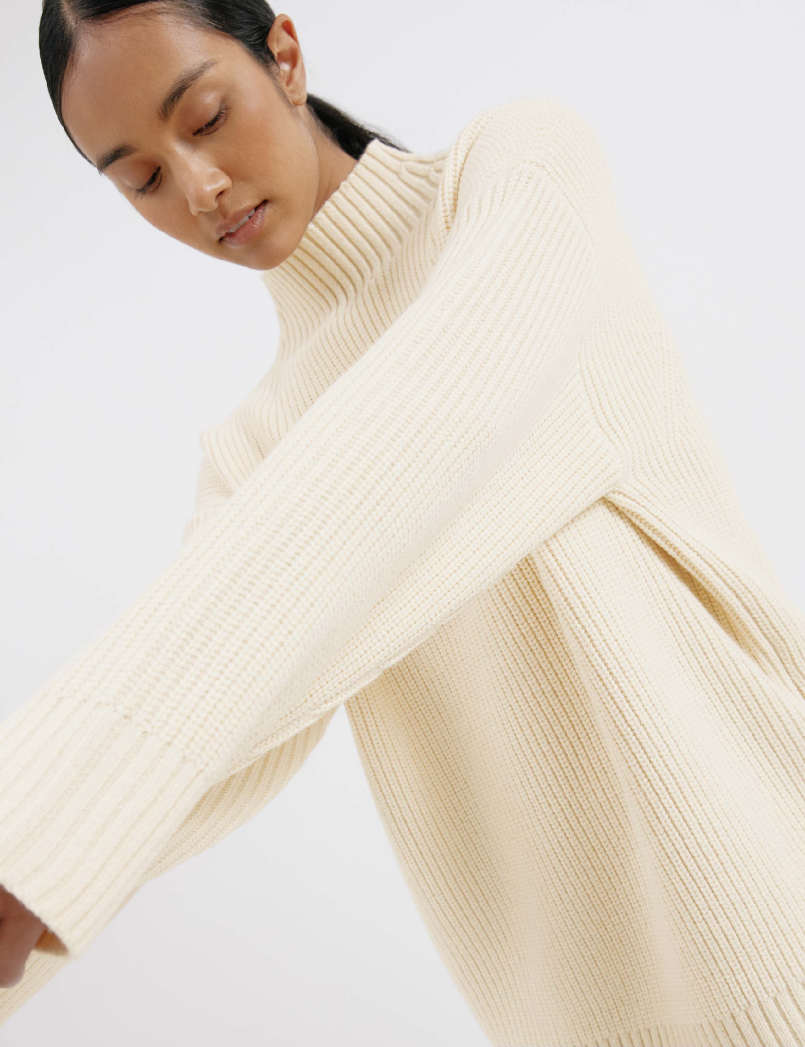 Ribbed Funnel Neck Jumper with Wool 5 of 6