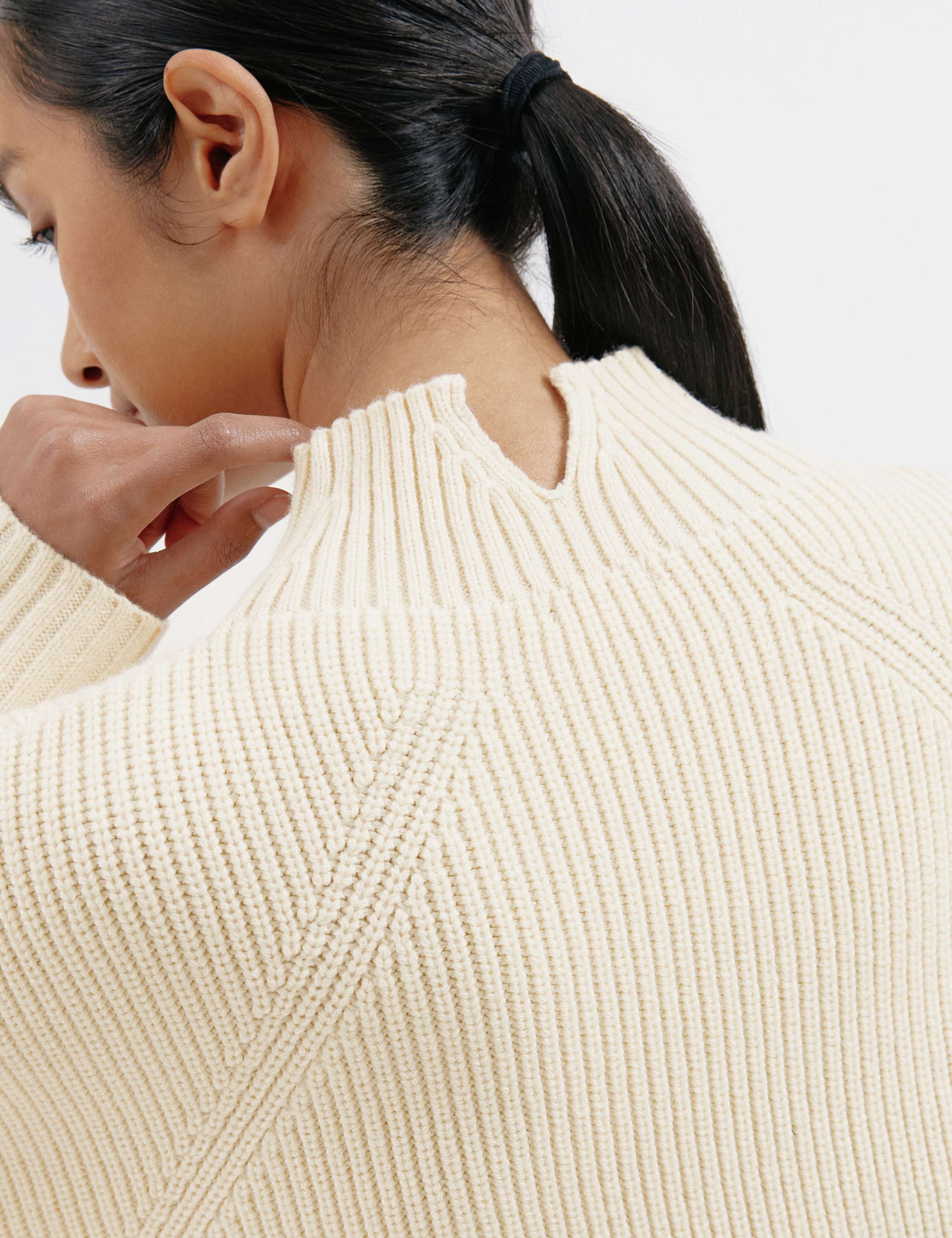 Ribbed Funnel Neck Jumper with Wool 6 of 6