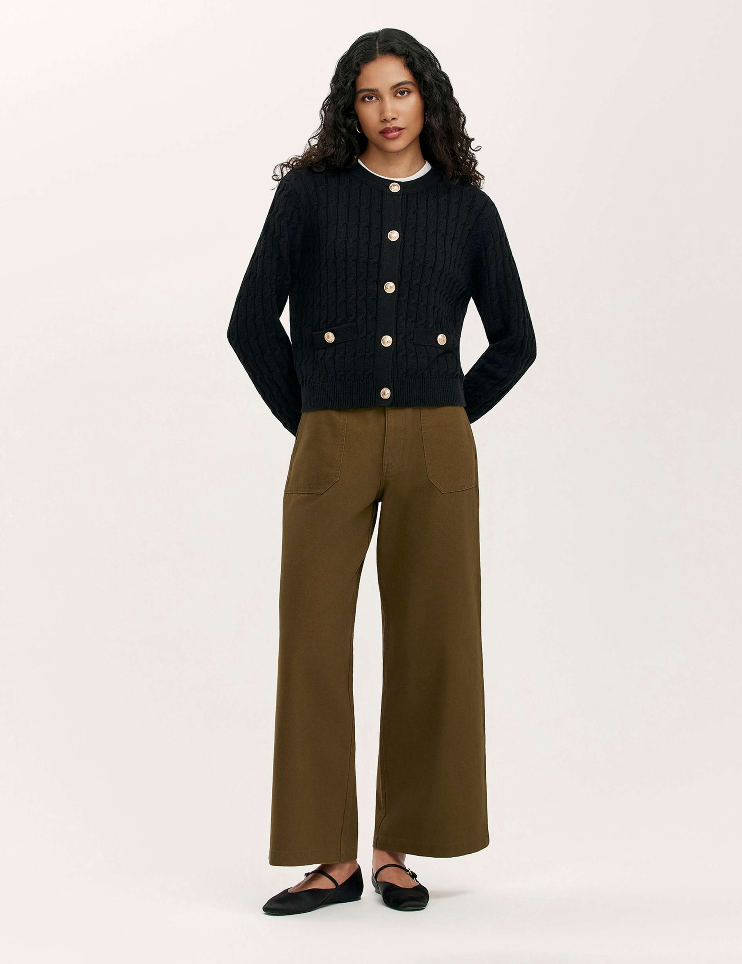 Pure Cotton Cable Knit Crew Neck Cardigan 2 of 4