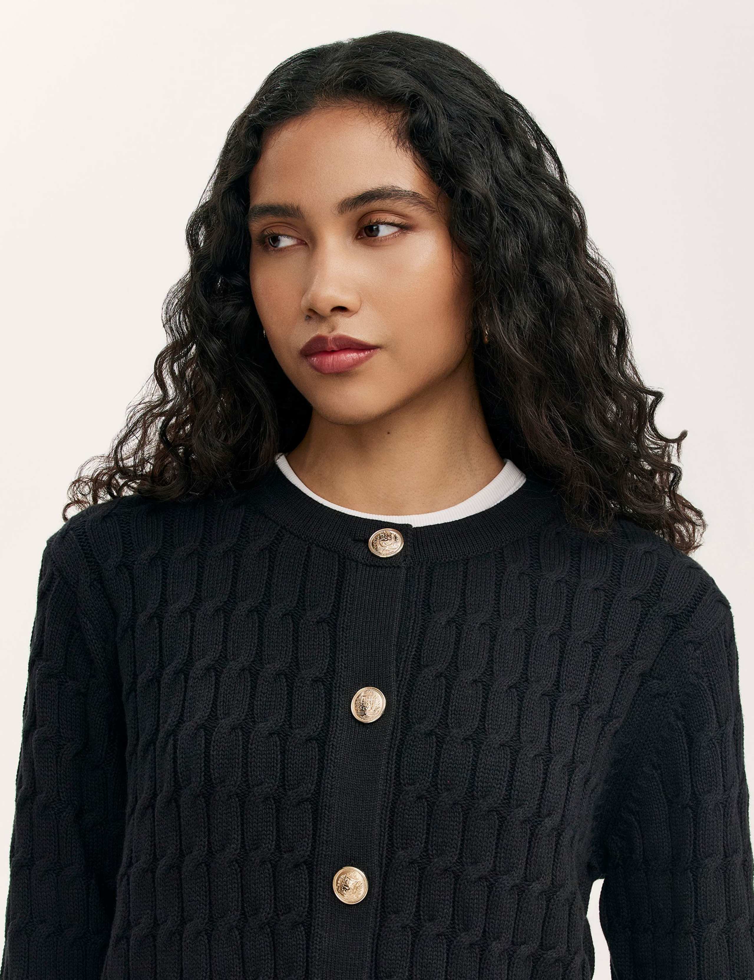 Pure Cotton Cable Knit Crew Neck Cardigan 4 of 4