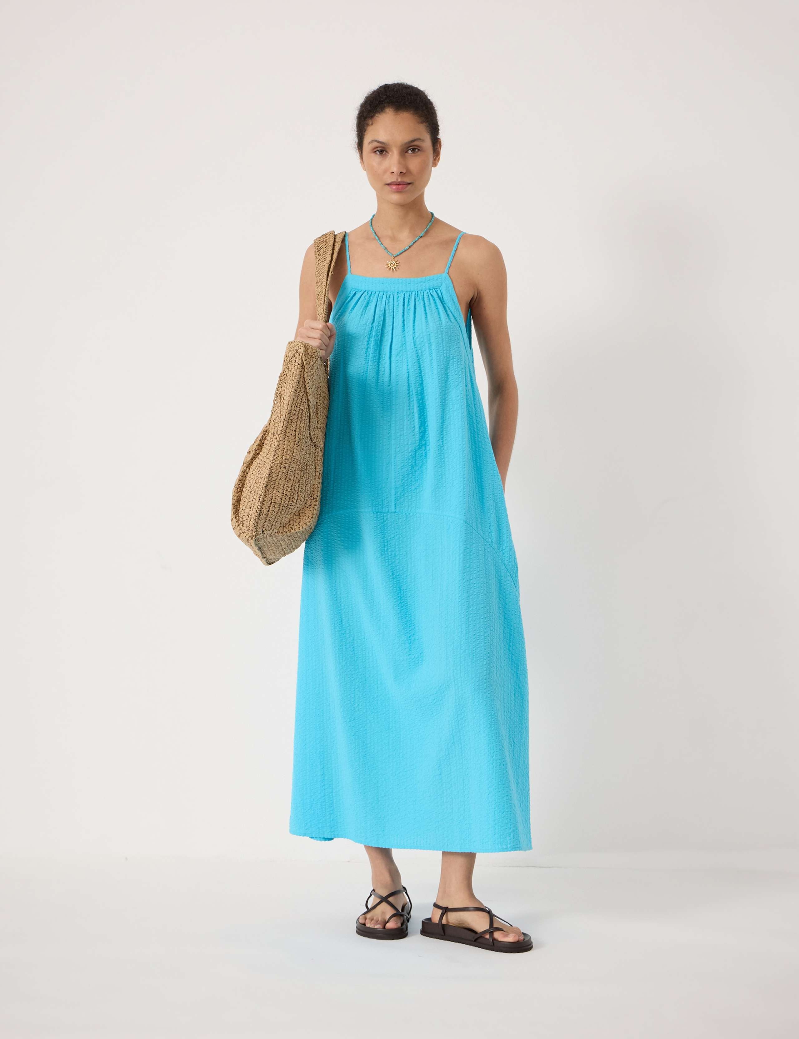 Pure Cotton Textured Midi Beach Dress 3 of 7