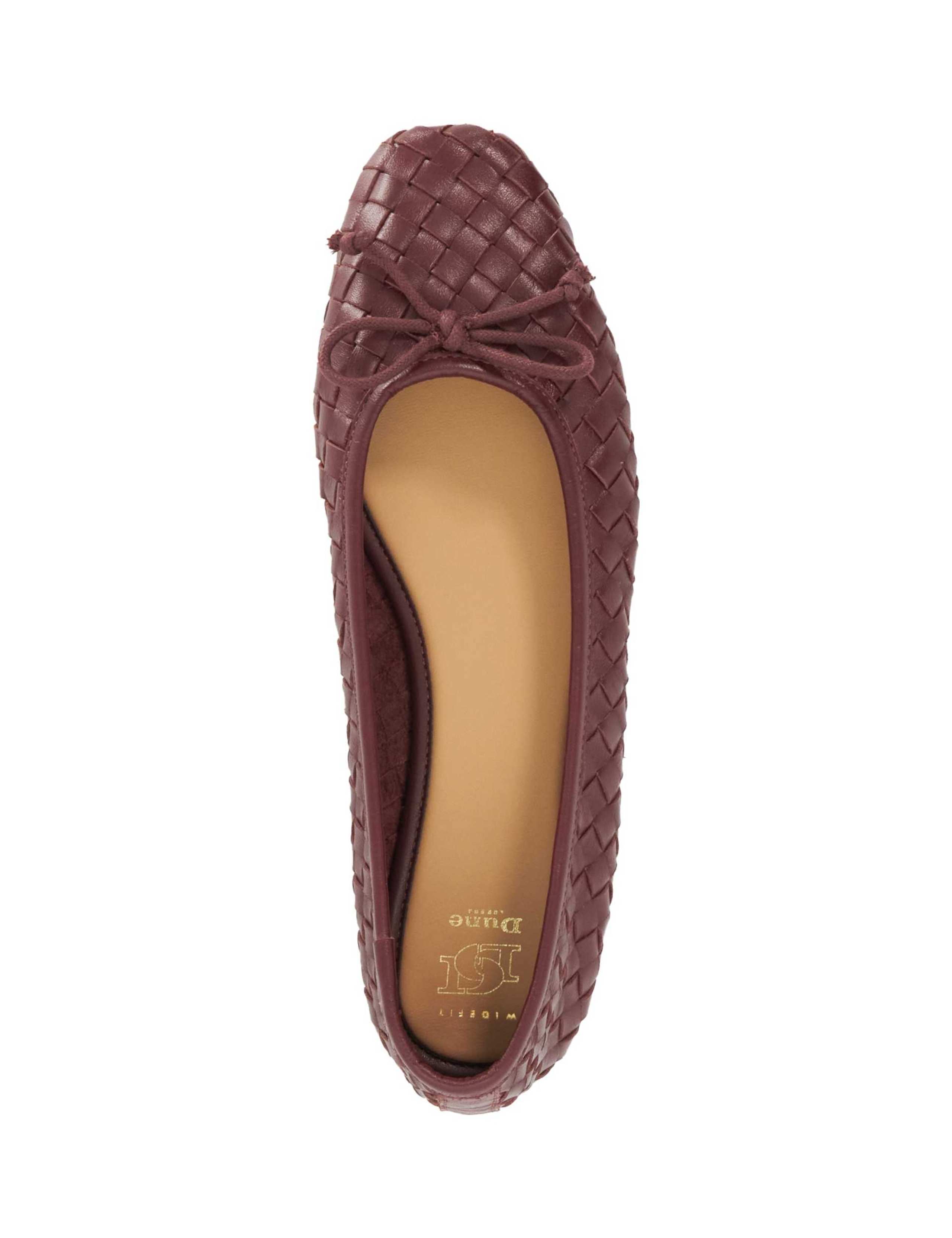 Wide Fit Leather Woven Flat Ballerina Pumps 2 of 4