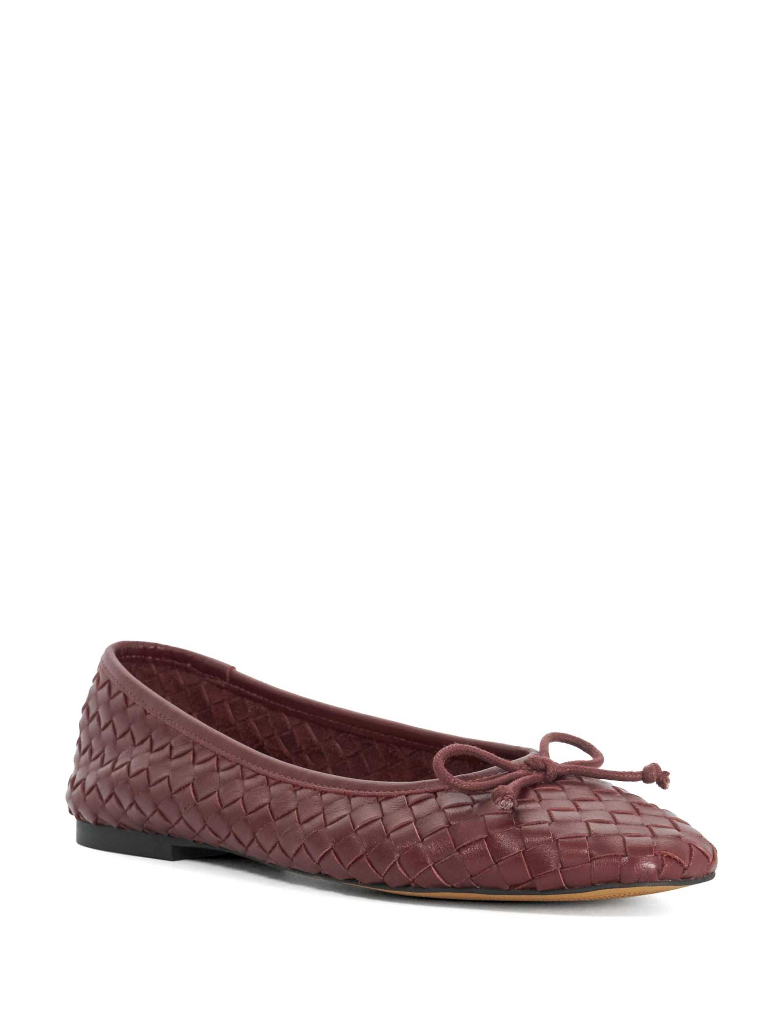 Wide Fit Leather Woven Flat Ballerina Pumps 3 of 4