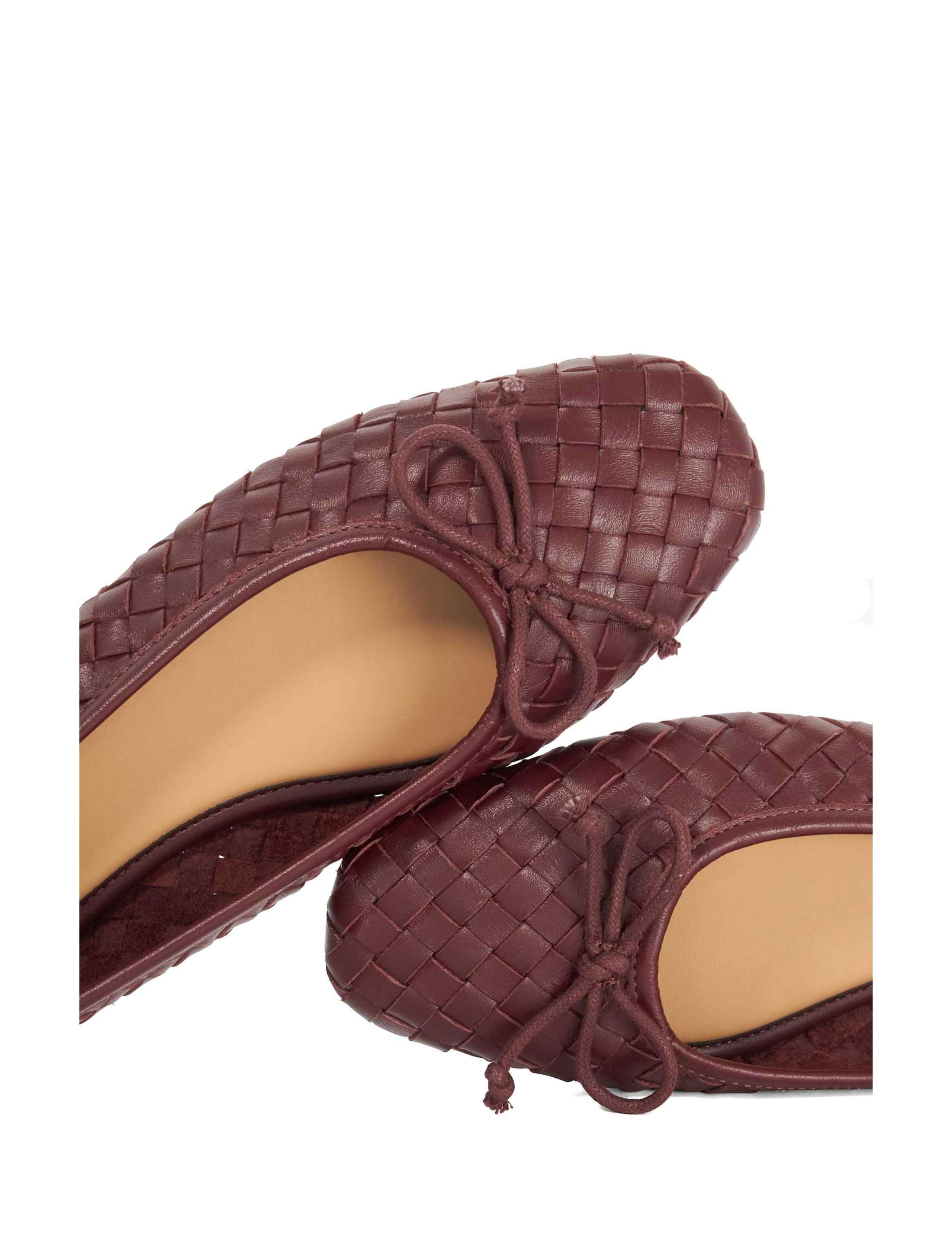 Wide Fit Leather Woven Flat Ballerina Pumps 4 of 4