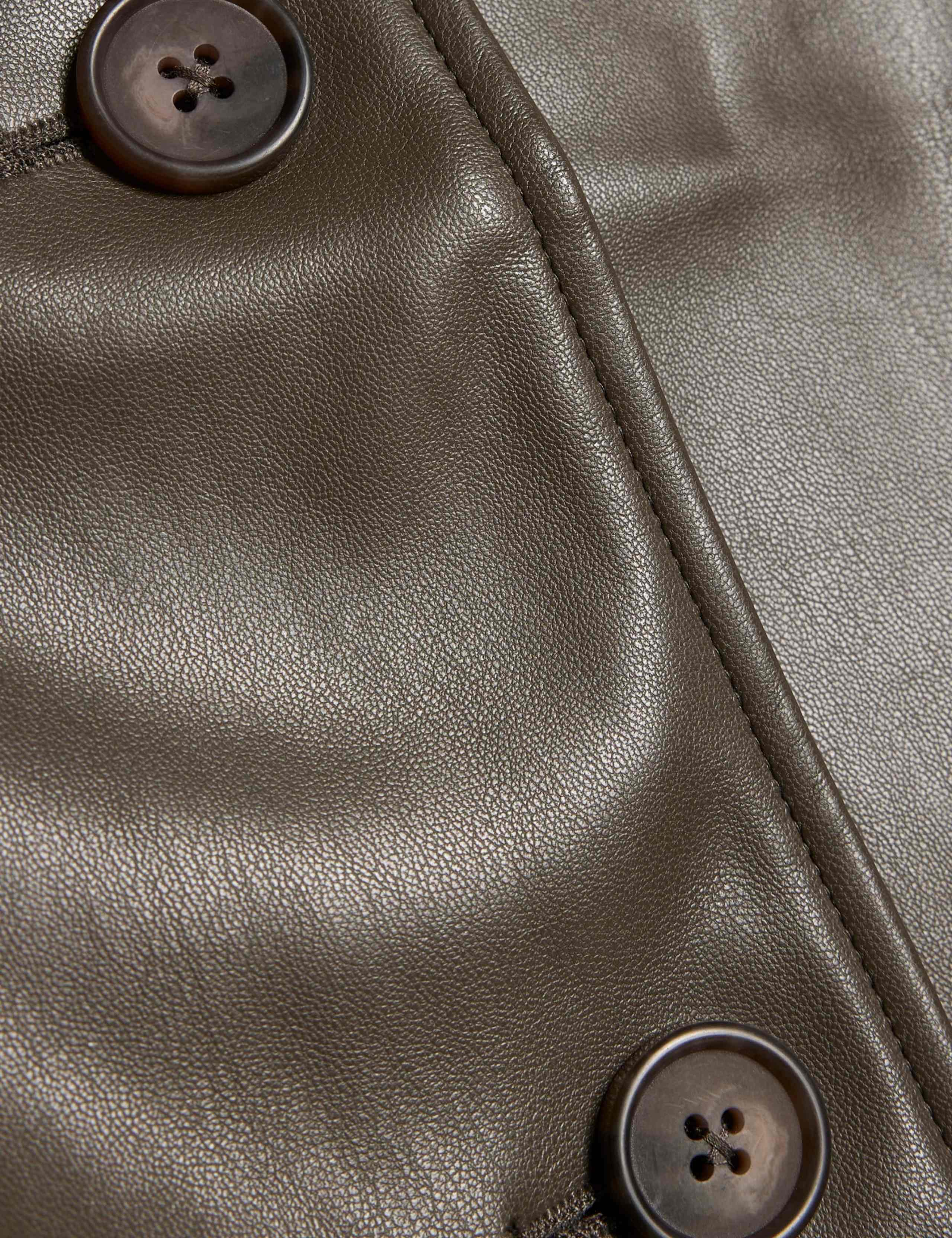Faux Leather Funnel Neck Cropped Trench Coat 4 of 6