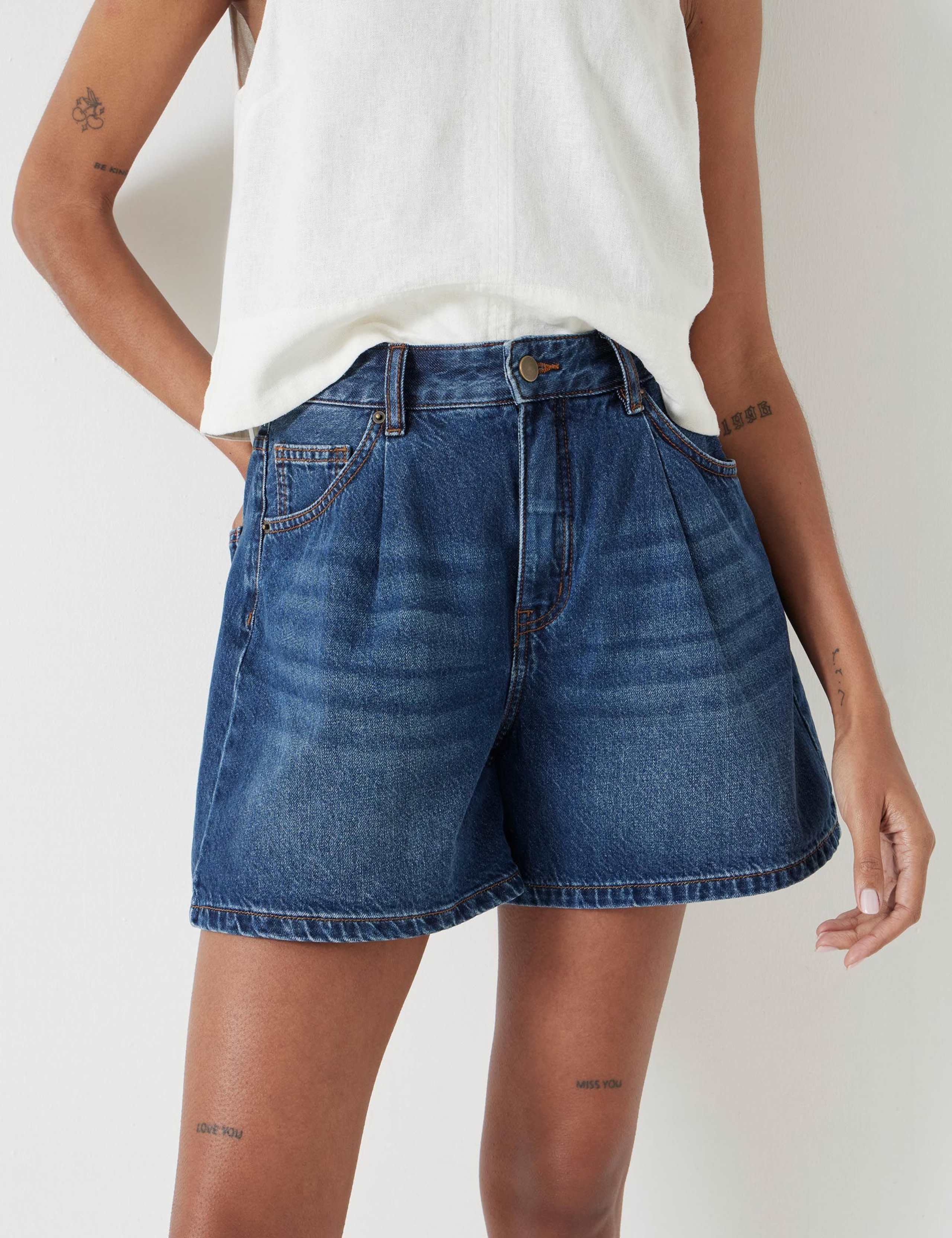 Denim Pleat Front Shorts 5 of 5