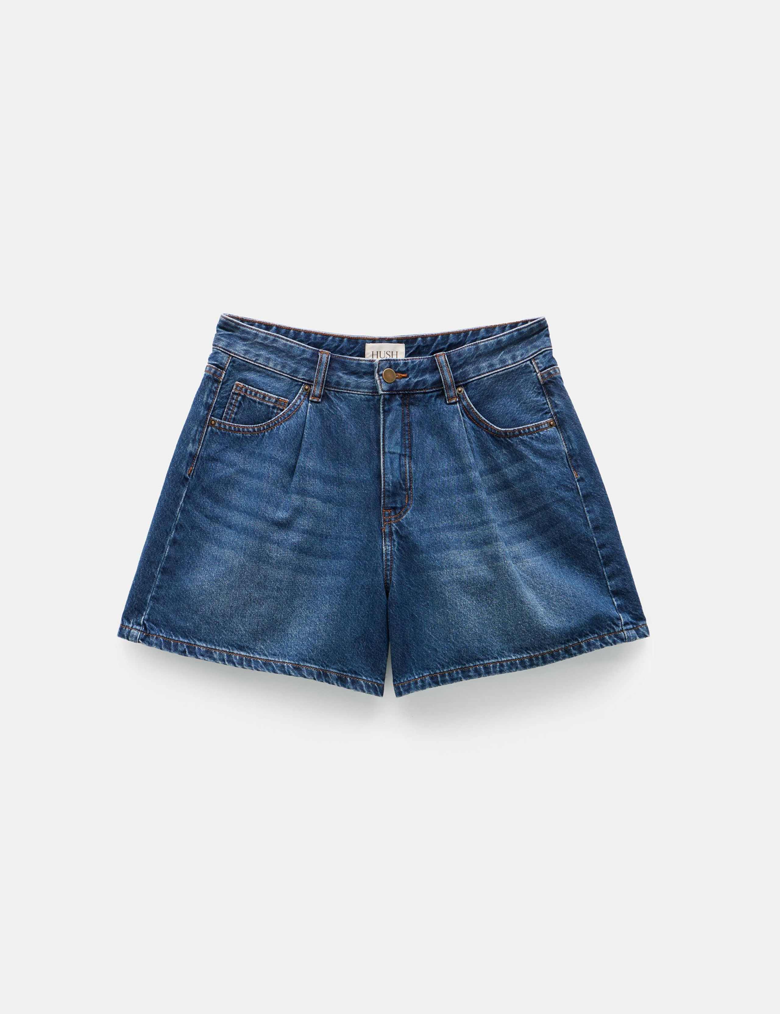 Denim Pleat Front Shorts 2 of 5