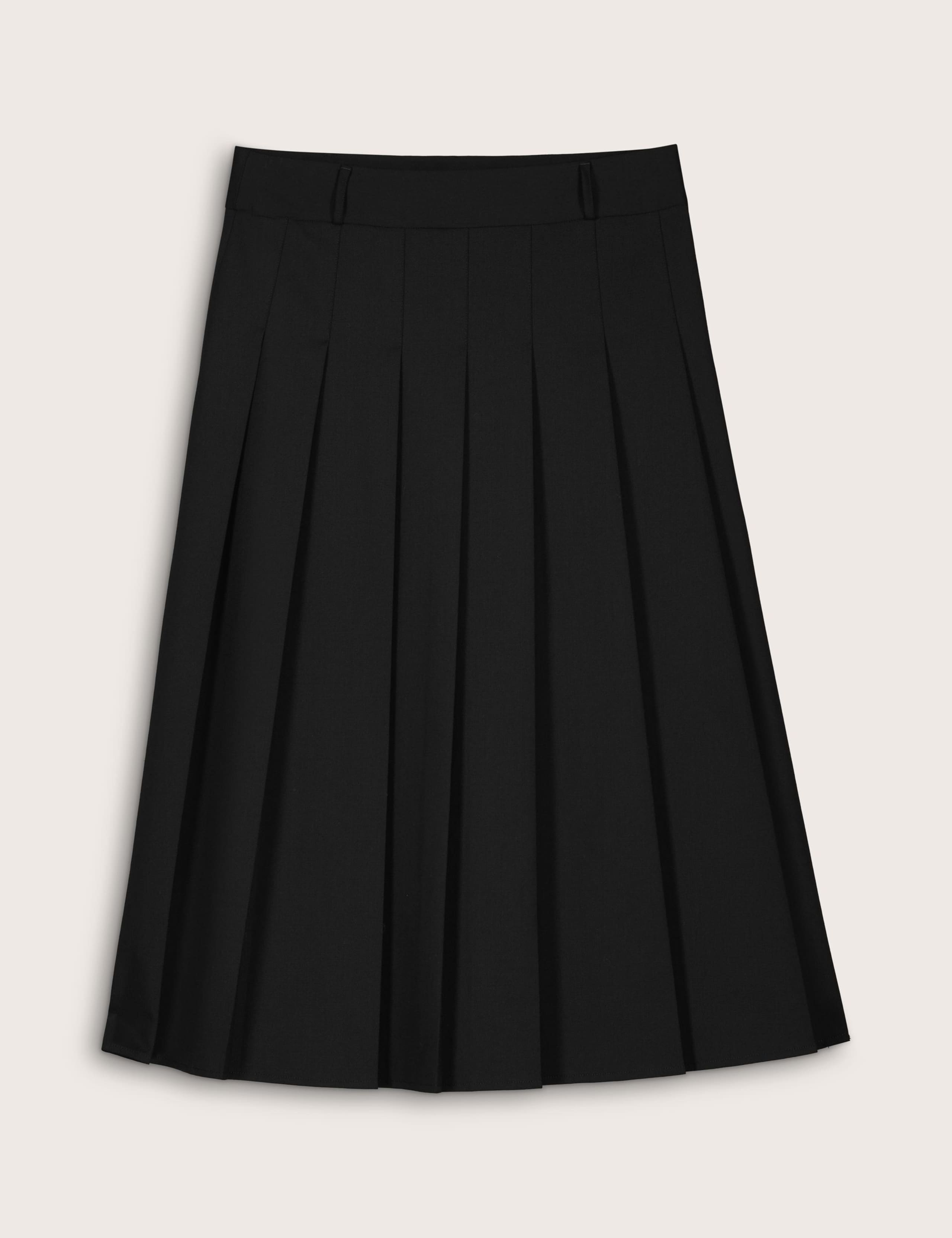 Wool Blend Pleated Midi A-Line Skirt 2 of 5