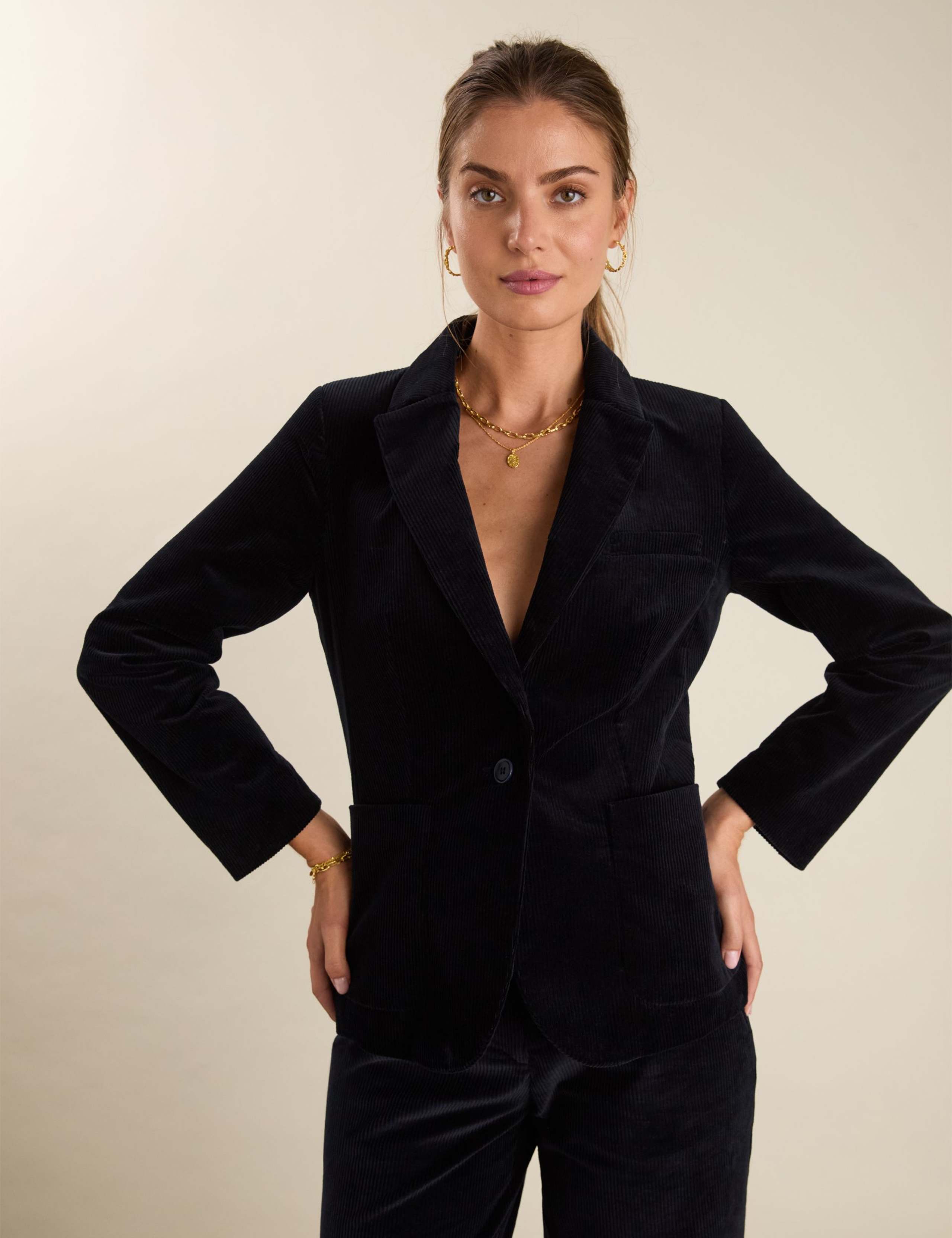 Cord Tailored Single Breasted Blazer 1 of 3