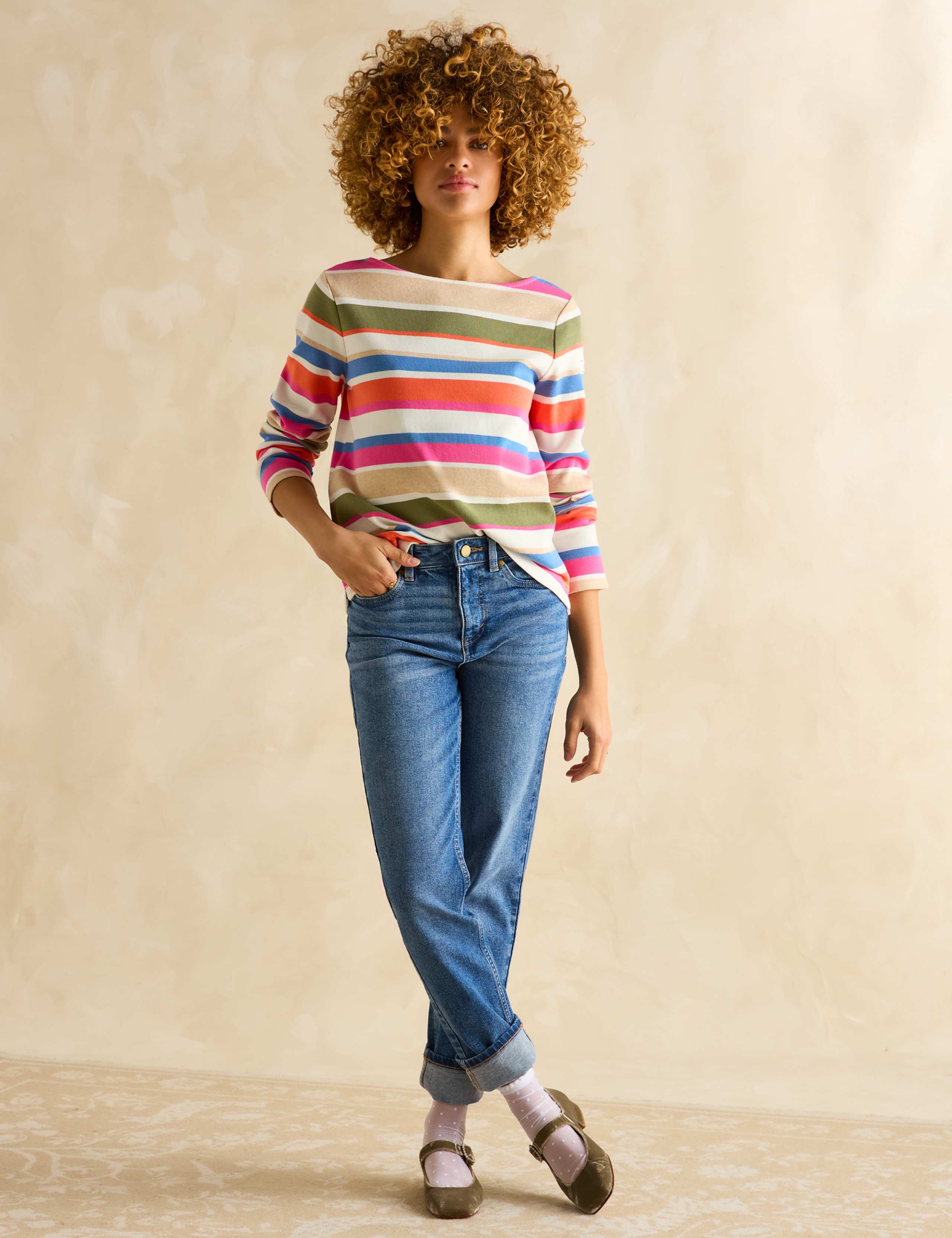 Pure Cotton Jersey Striped Relaxed Top 2 of 5