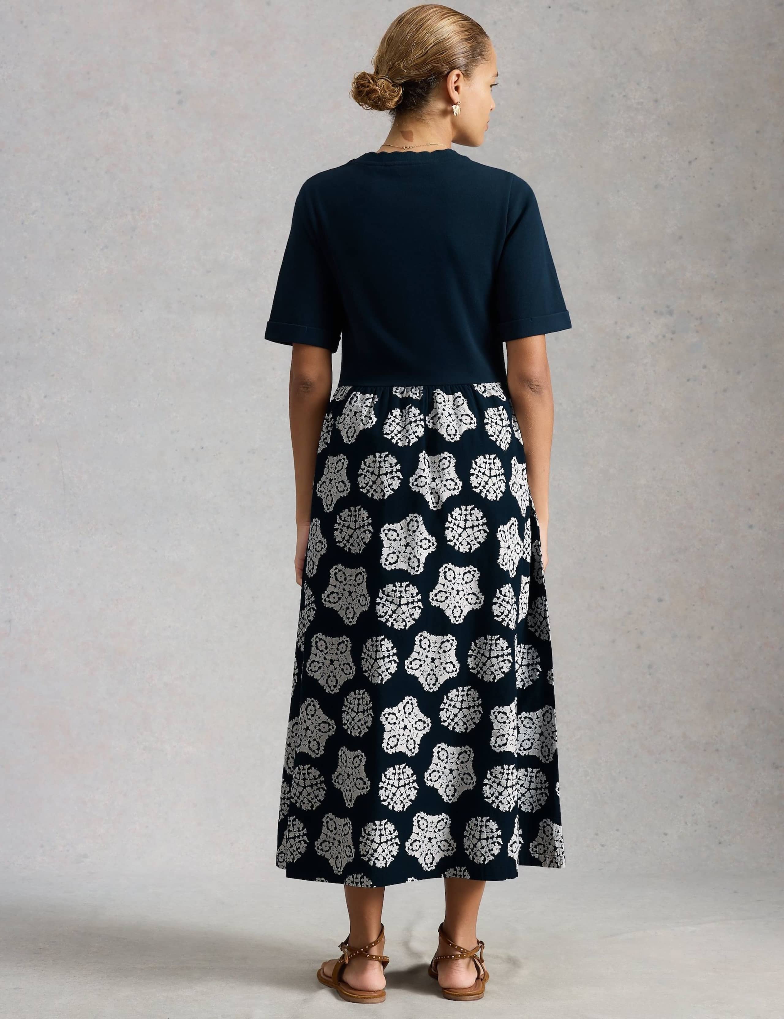 Pure Cotton Printed Midaxi Skater Dress 3 of 6