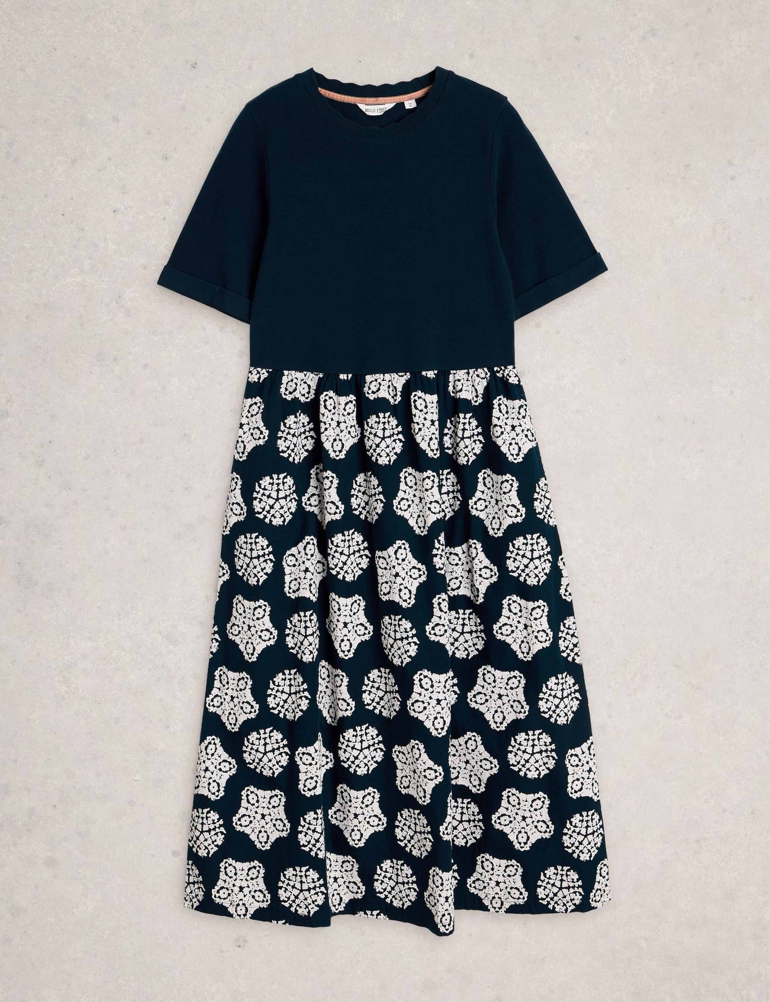 Pure Cotton Printed Midaxi Skater Dress 2 of 6