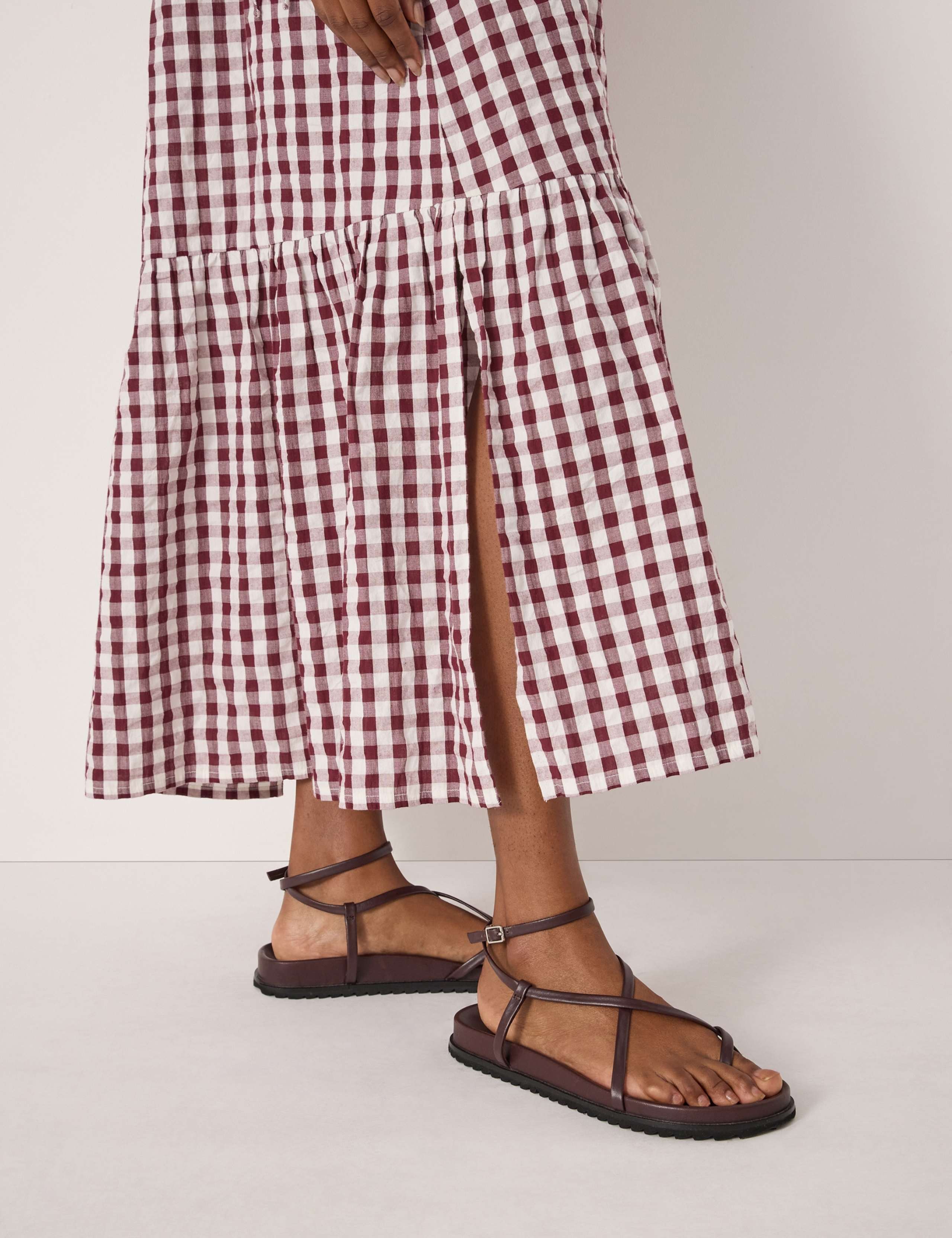 Pure Cotton Gingham Midi Shirred Beach Dress 5 of 5