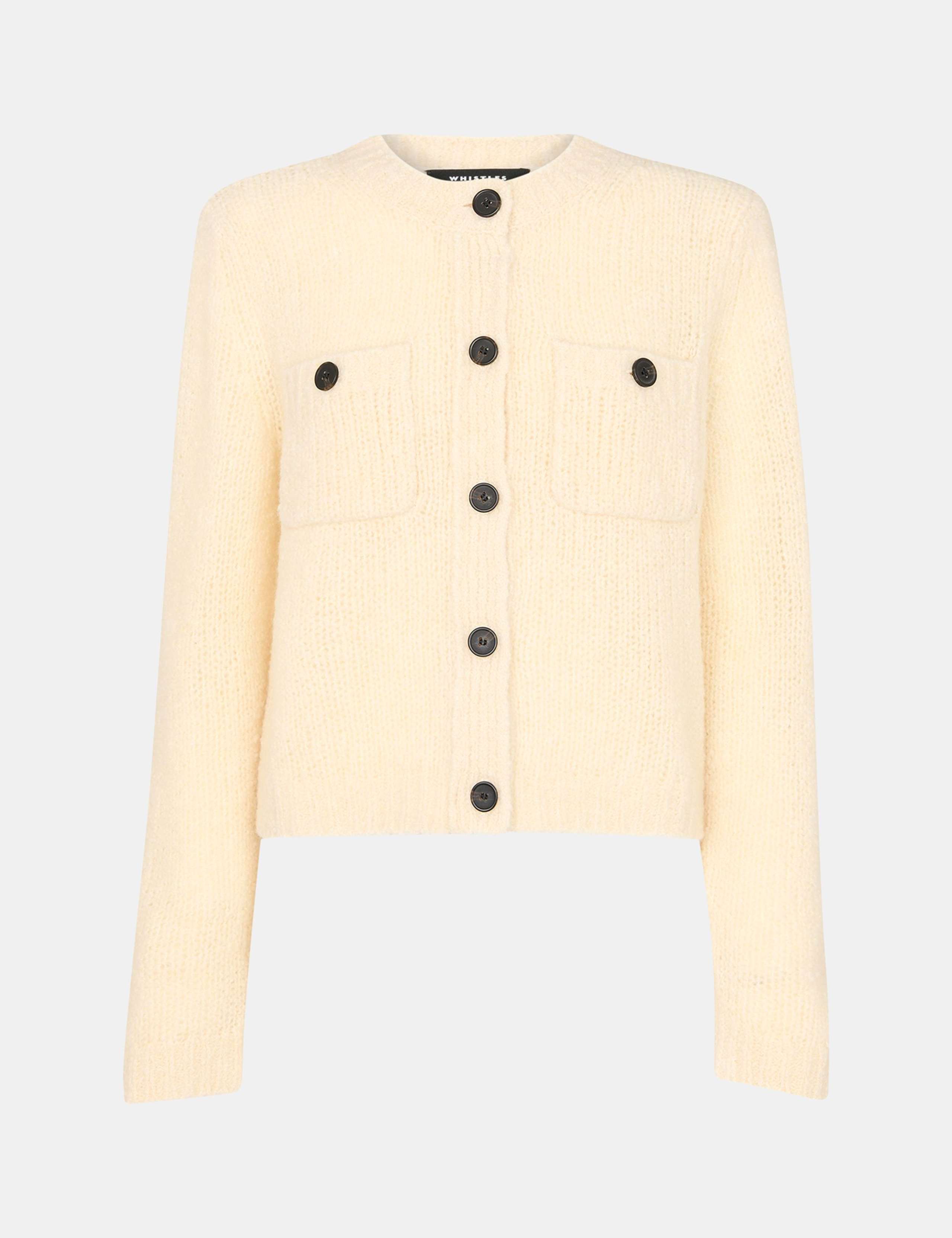 Wool Rich Textured Button Front Cardigan 2 of 4