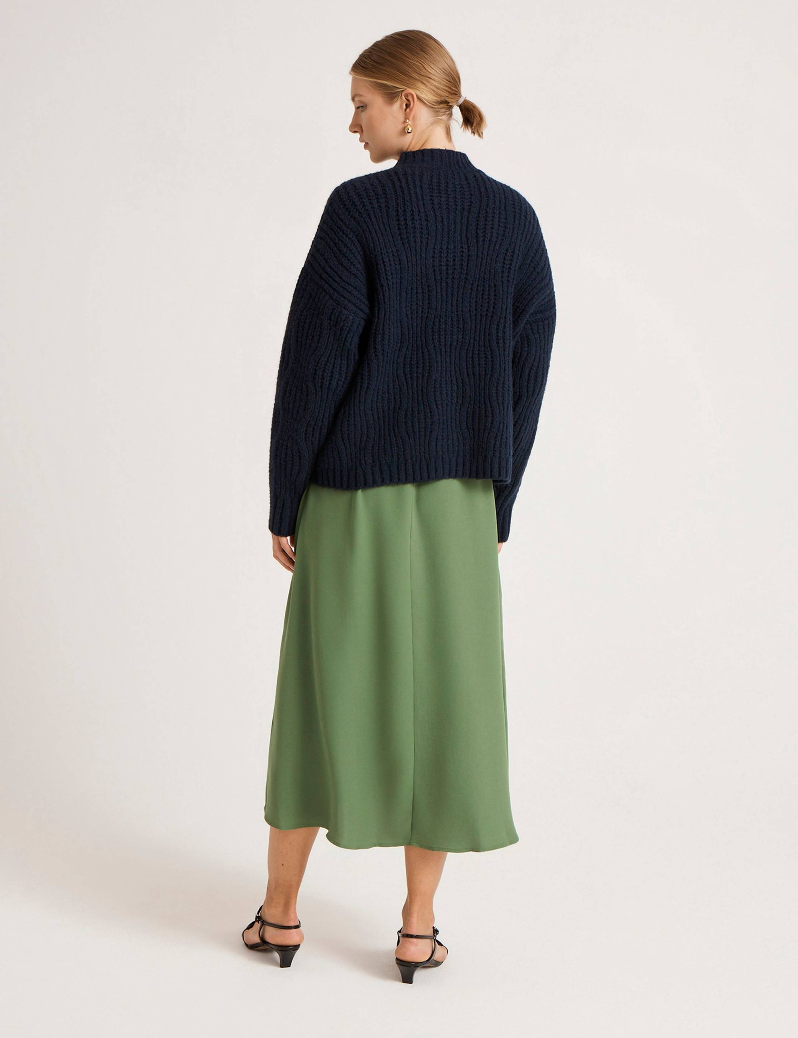 Ribbed Crew Neck Button Front Cardigan 3 of 5