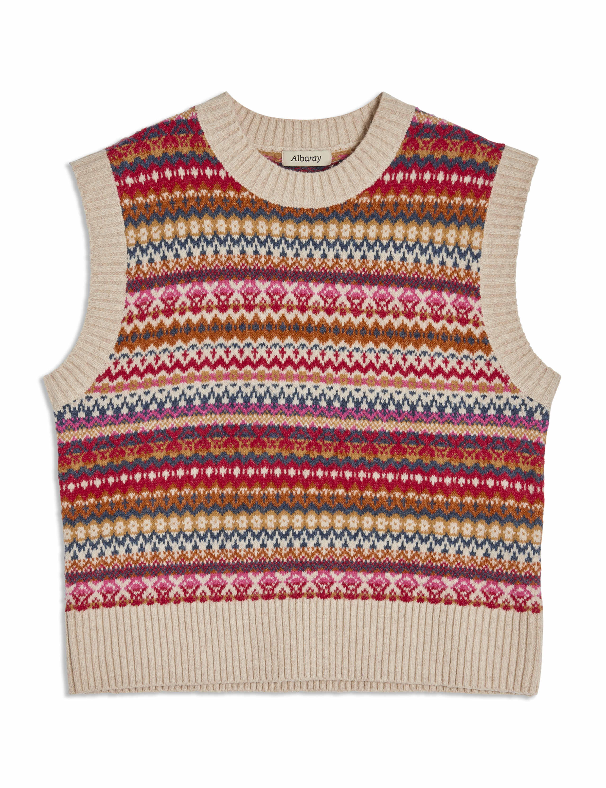 Fair Isle Crew Neck Knitted Tank with Wool 2 of 5