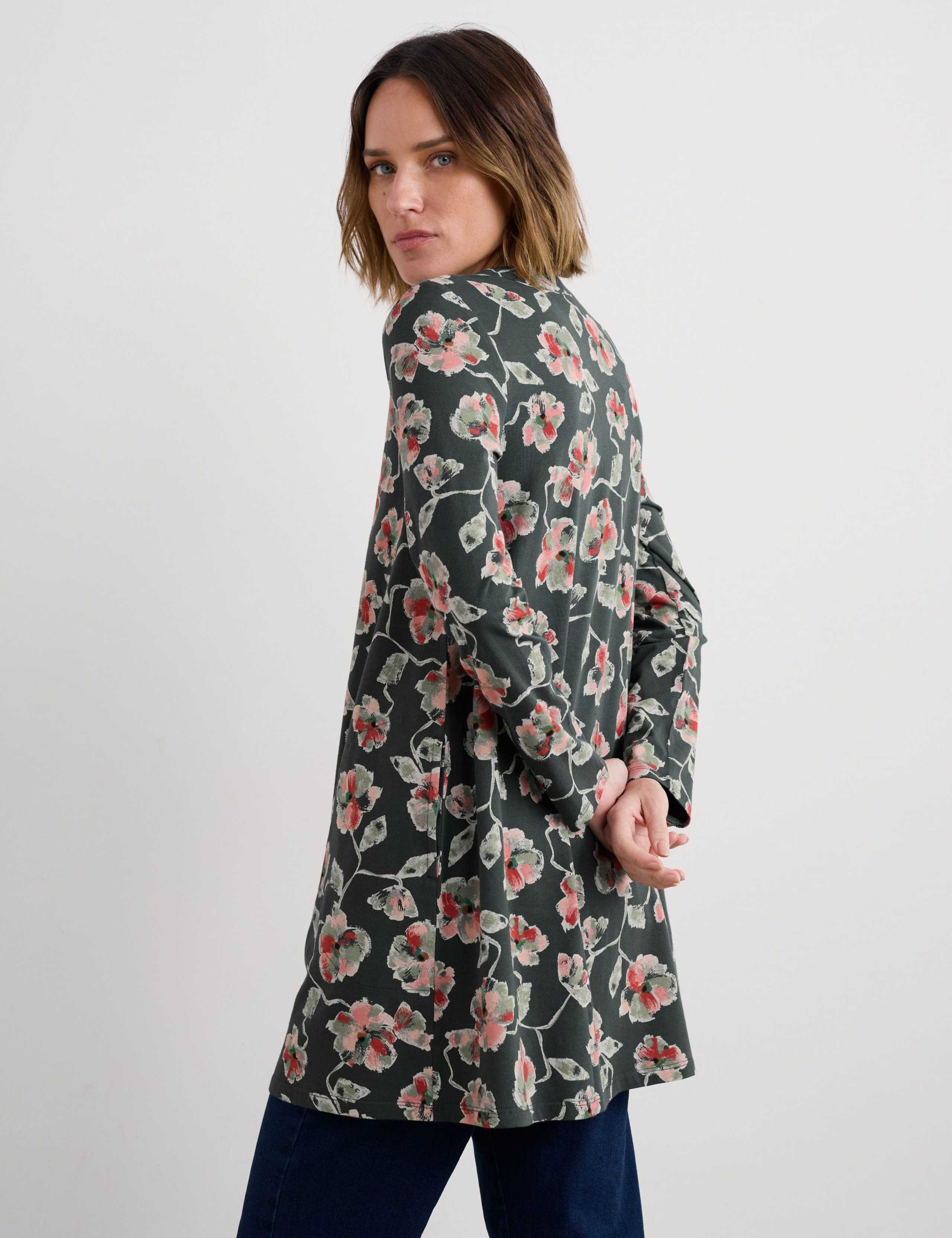 Cotton Rich Jersey Floral Notch Neck Tunic 3 of 5