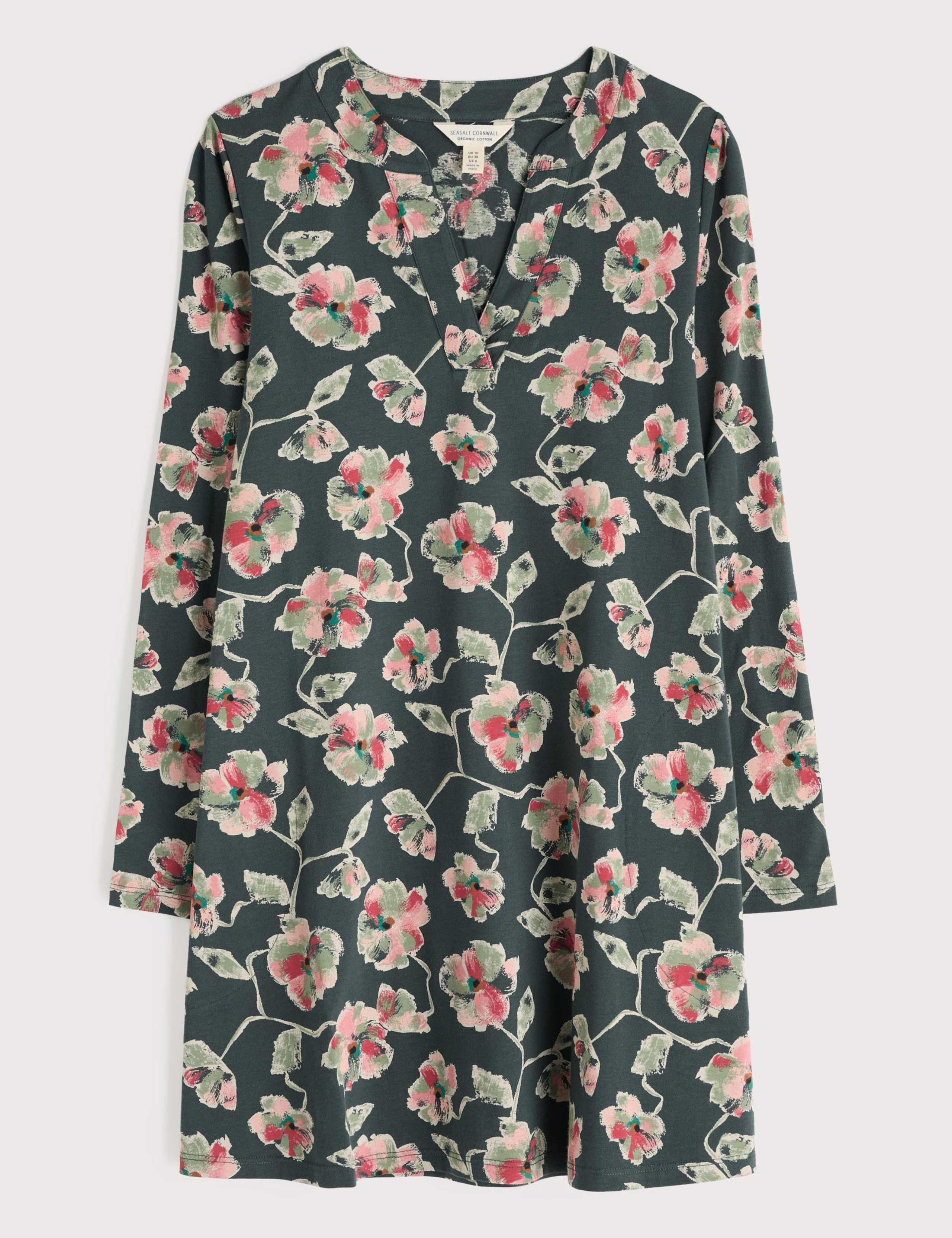 Cotton Rich Jersey Floral Notch Neck Tunic 2 of 5