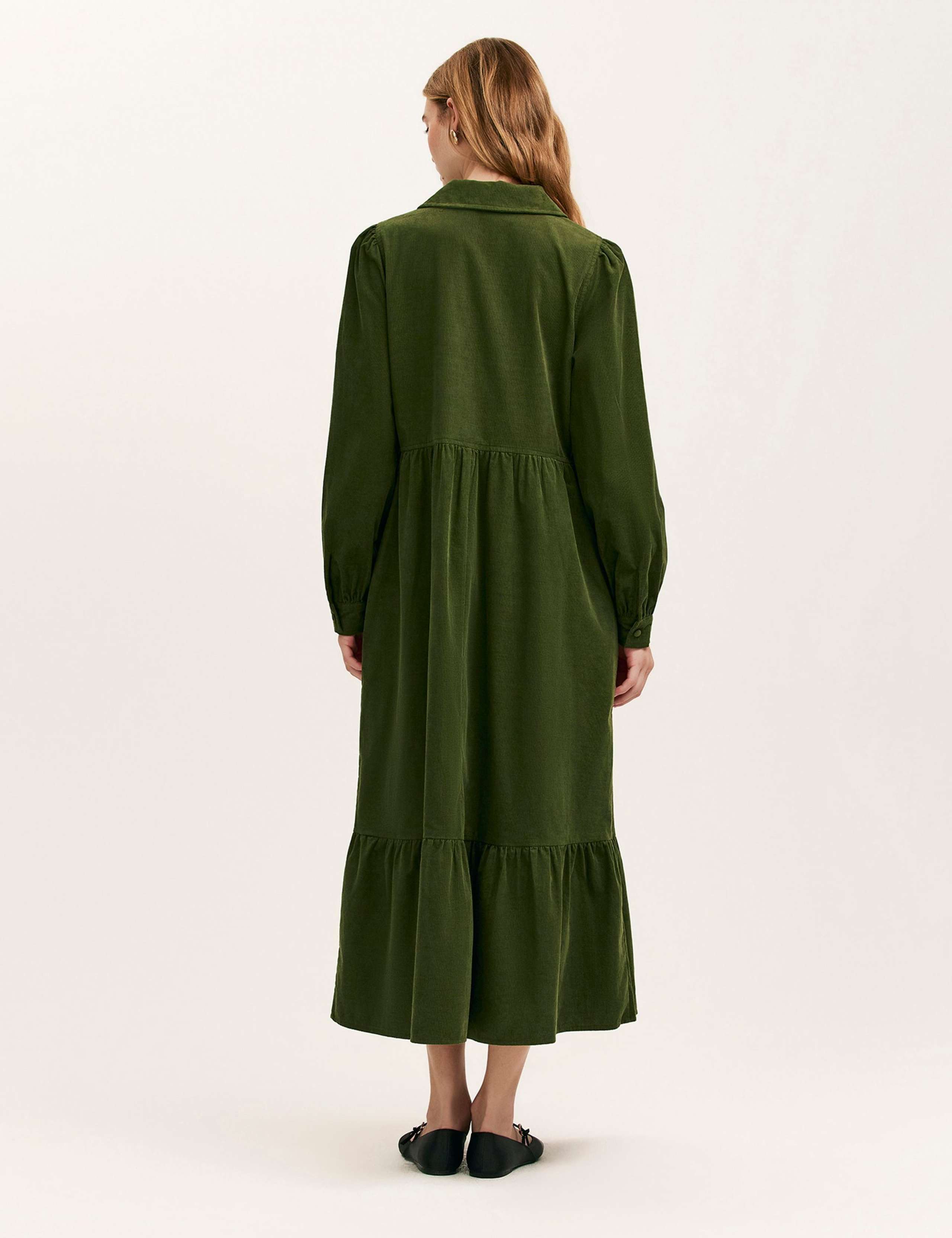 Pure Cotton Cord Tiered Midi Dress 3 of 4