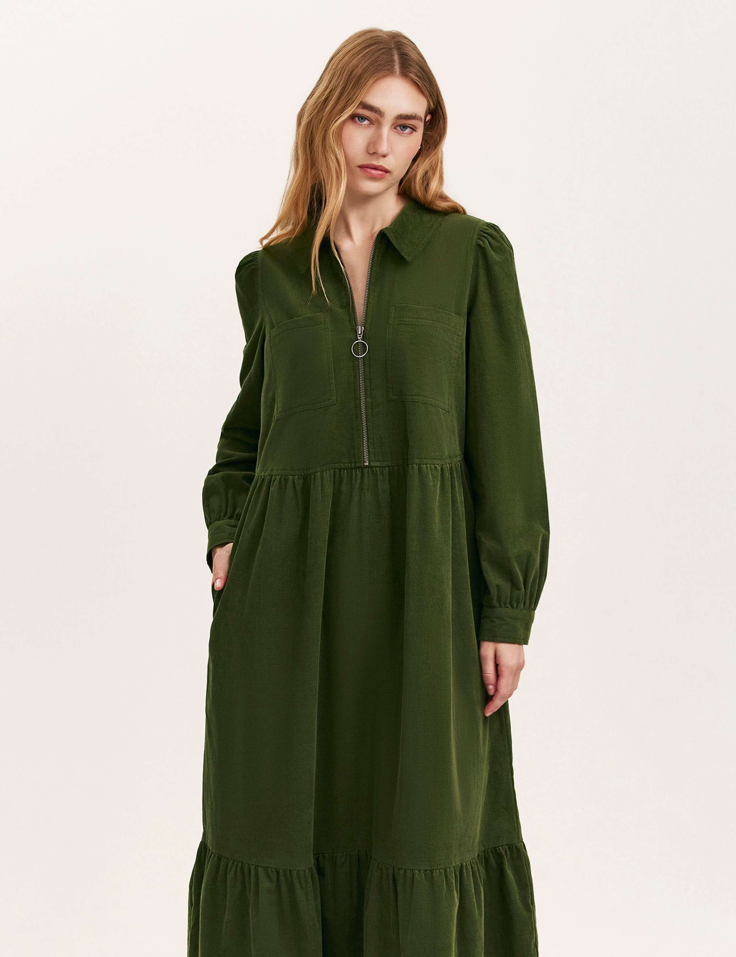 Pure Cotton Cord Tiered Midi Dress 4 of 4