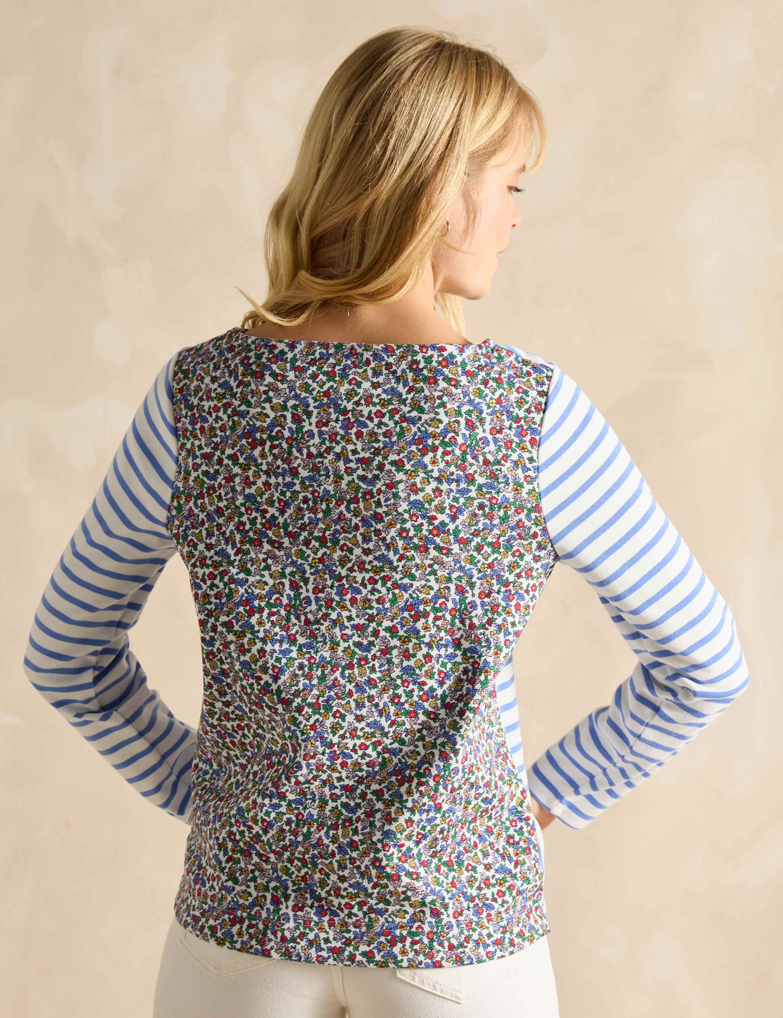 Pure Cotton Floral & Striped Top 4 of 6