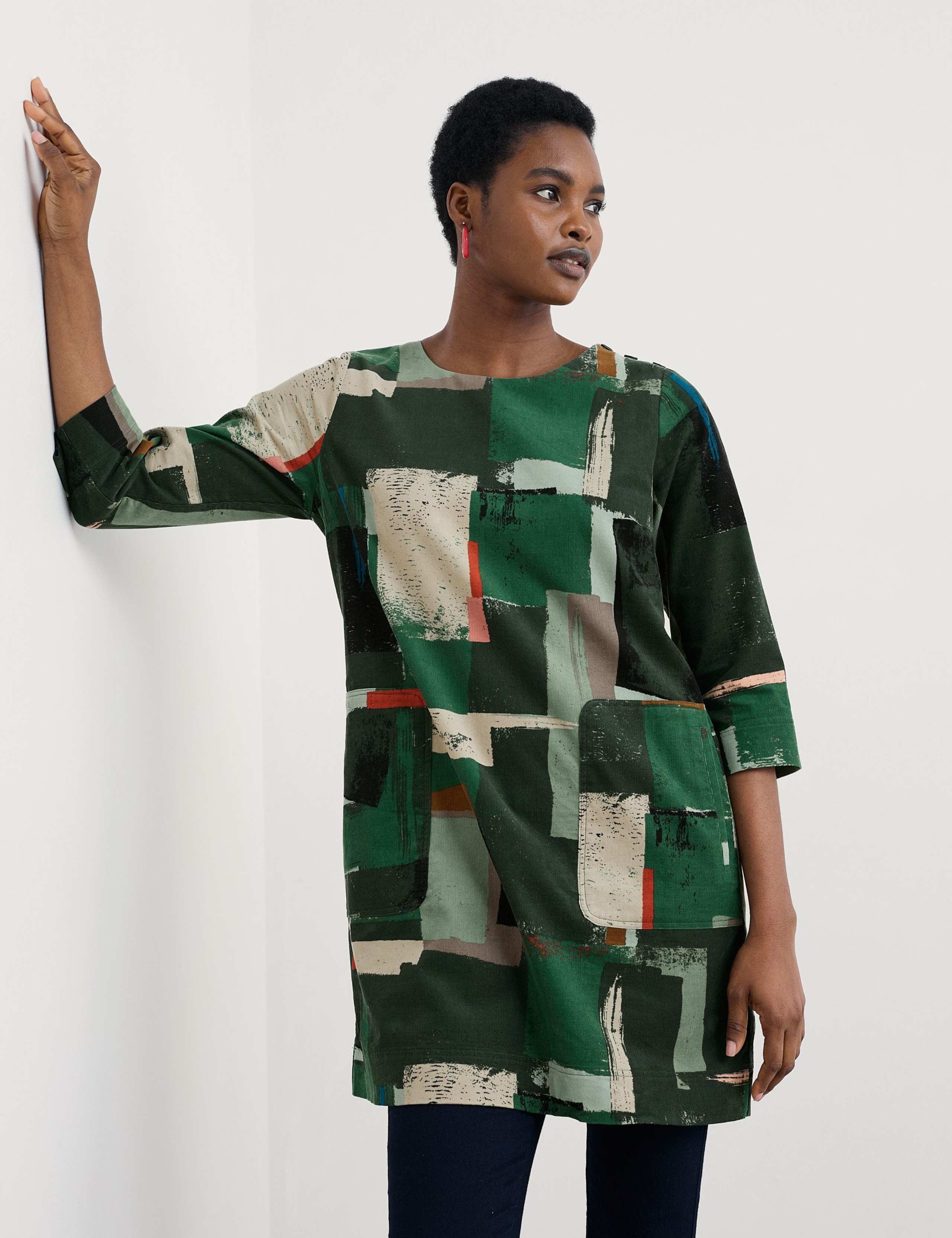 Pure Cotton Geometric Round Neck Tunic 4 of 5