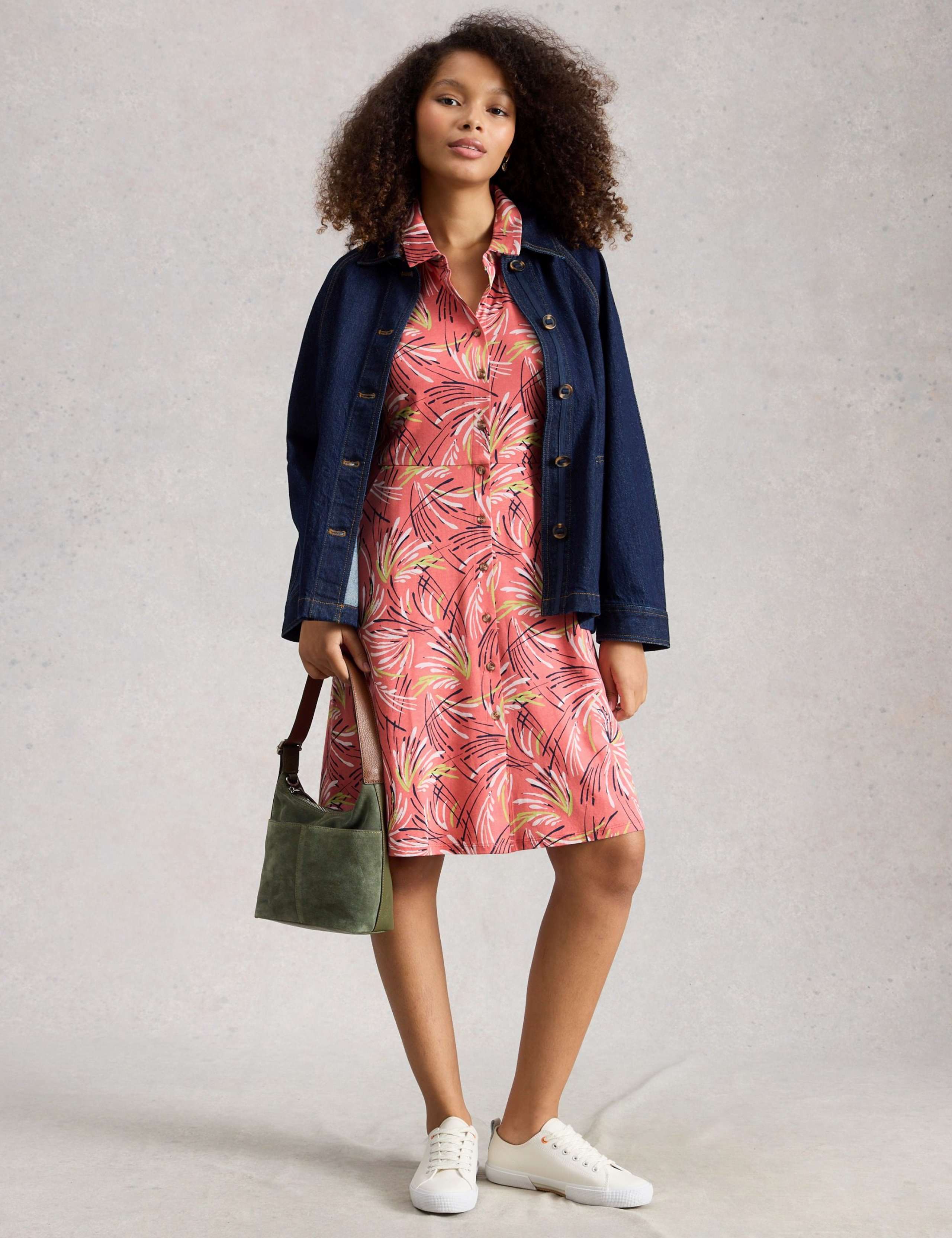 Cotton Blend Jersey Printed Shirt Dress 4 of 6