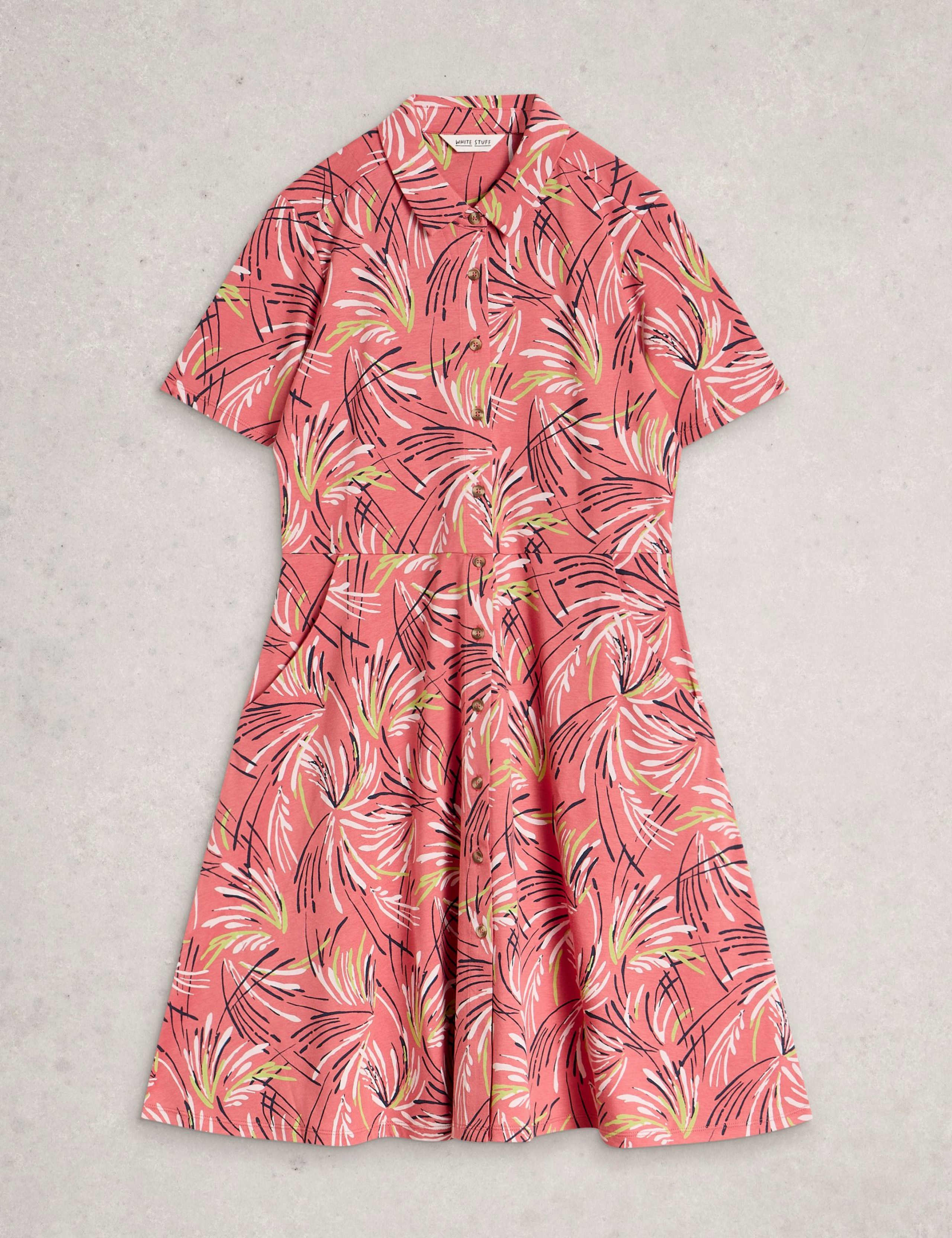 Cotton Blend Jersey Printed Shirt Dress 2 of 6