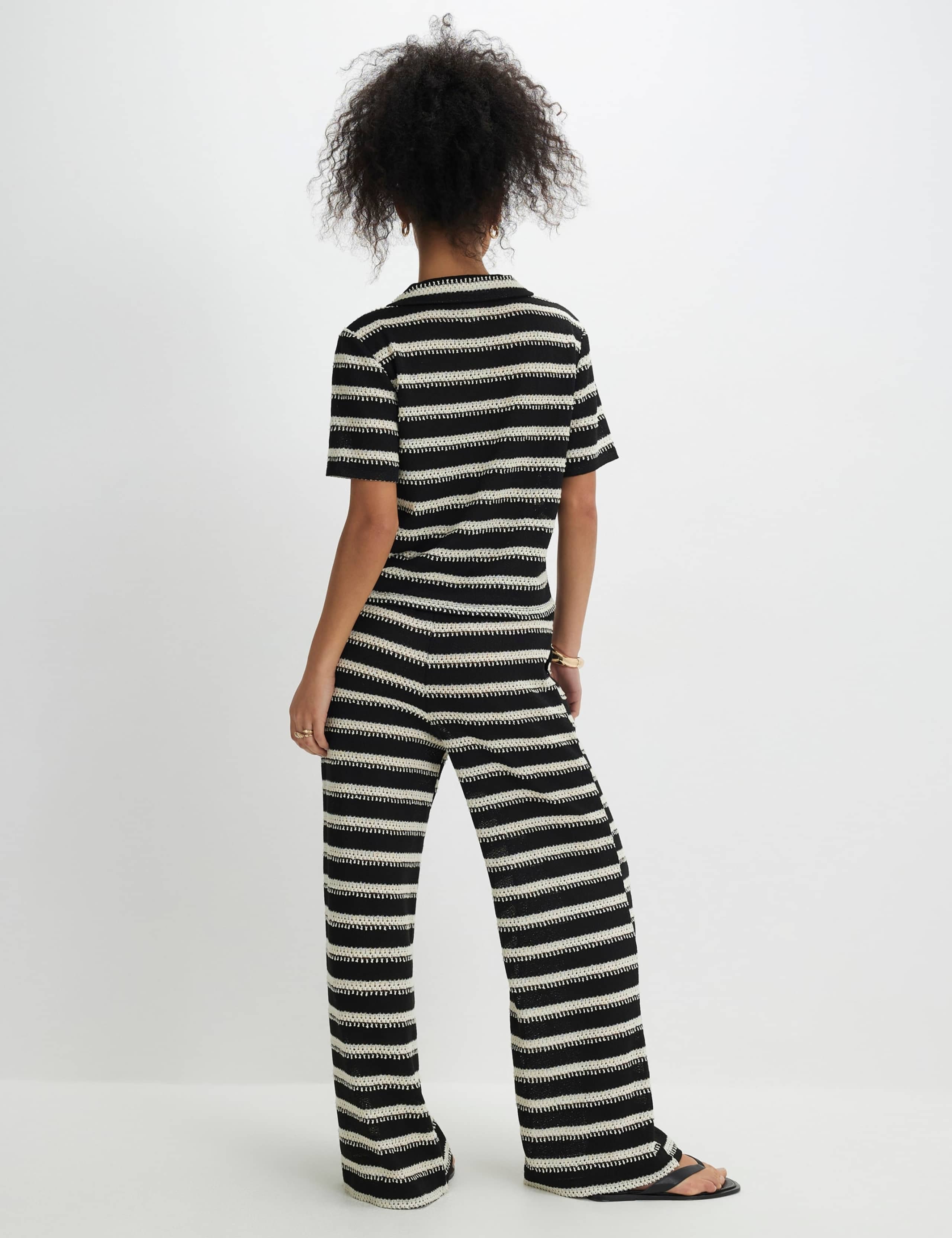 Striped Textured Wide Leg Trousers 4 of 4