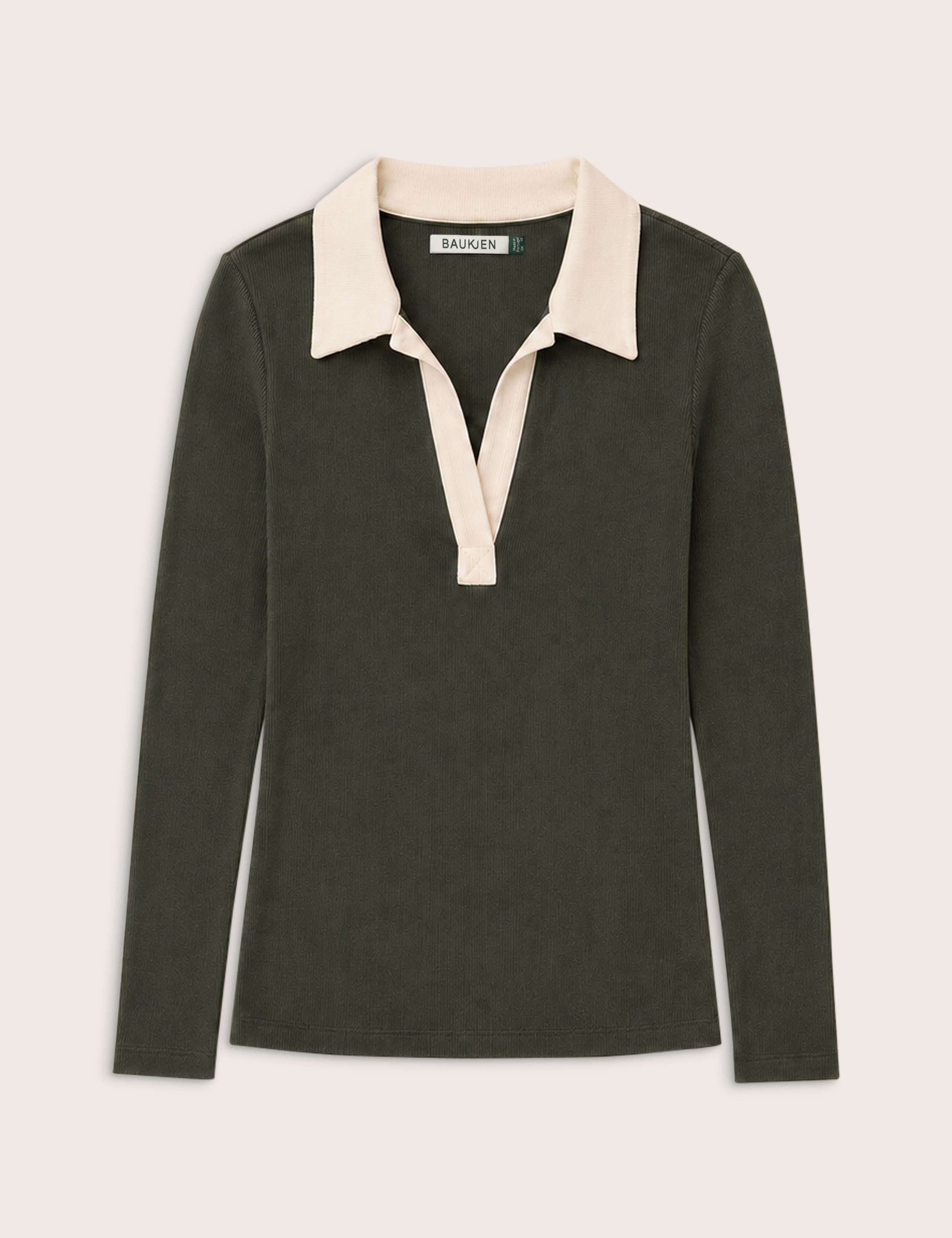 Jersey Rib Fitted Contrast Collar Polo Top 2 of 4