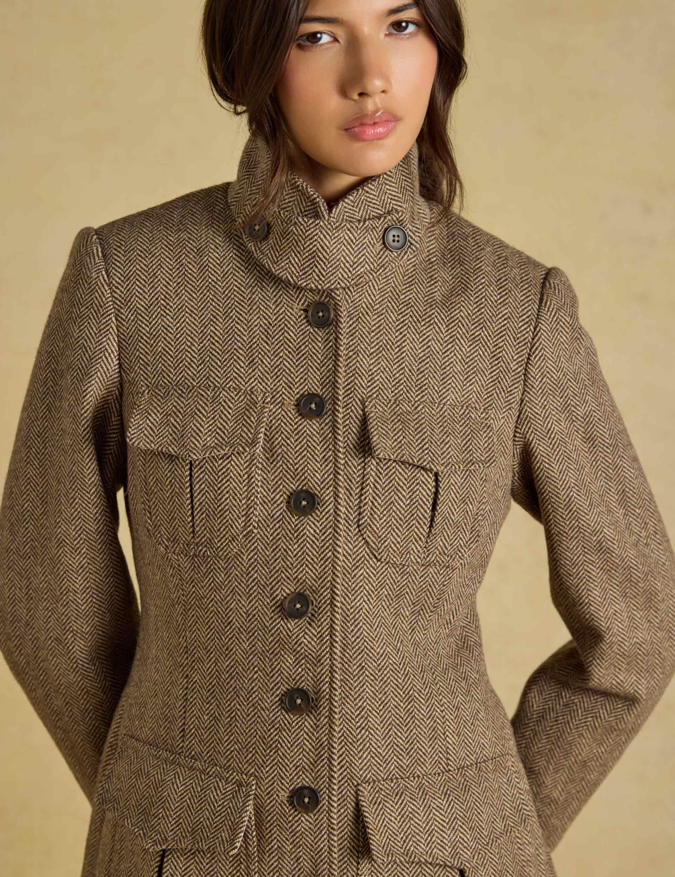 Wool Blend Herringbone Longline Utility Jacket 3 of 10