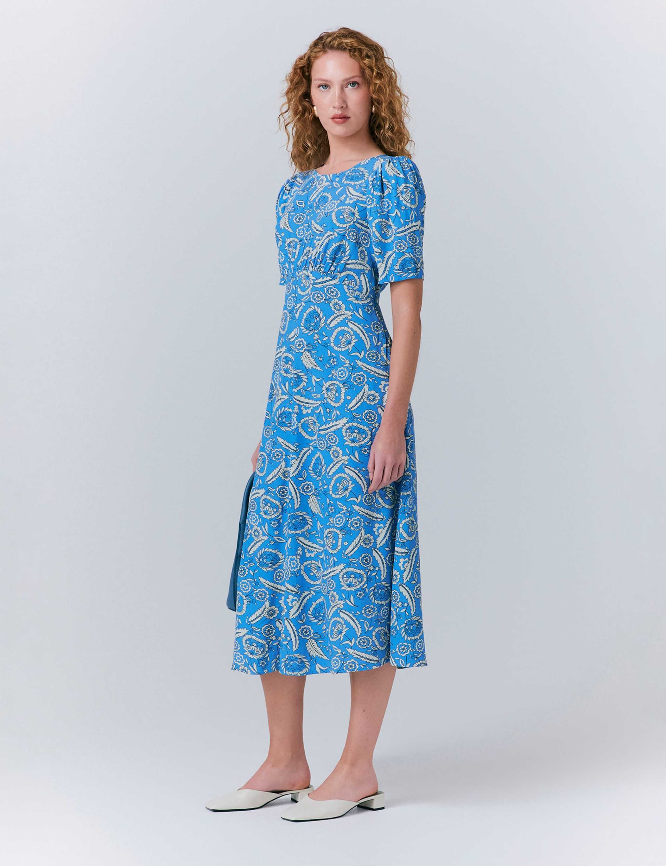 Crepe Floral Round Neck Midaxi Tea Dress 5 of 5
