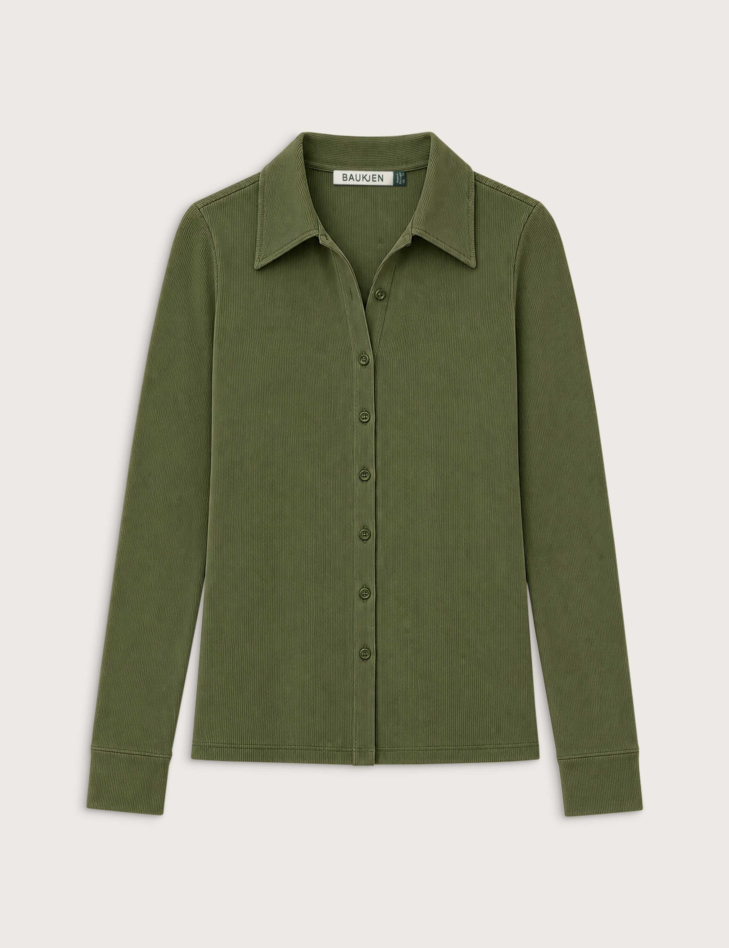 Jersey Rib Collared Button Down Fitted Top 2 of 5