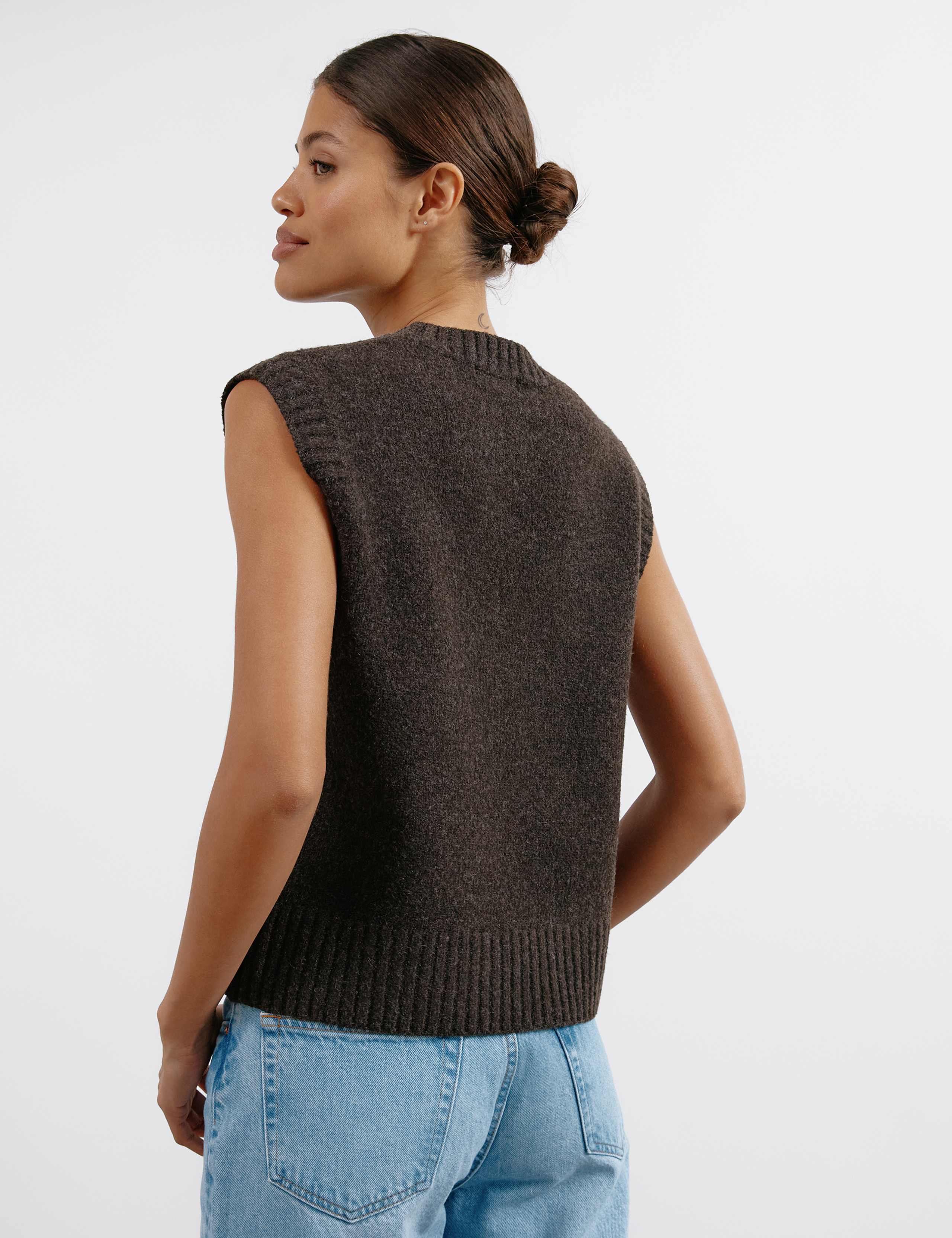 Crew Neck Knitted Vest with Wool 5 of 5