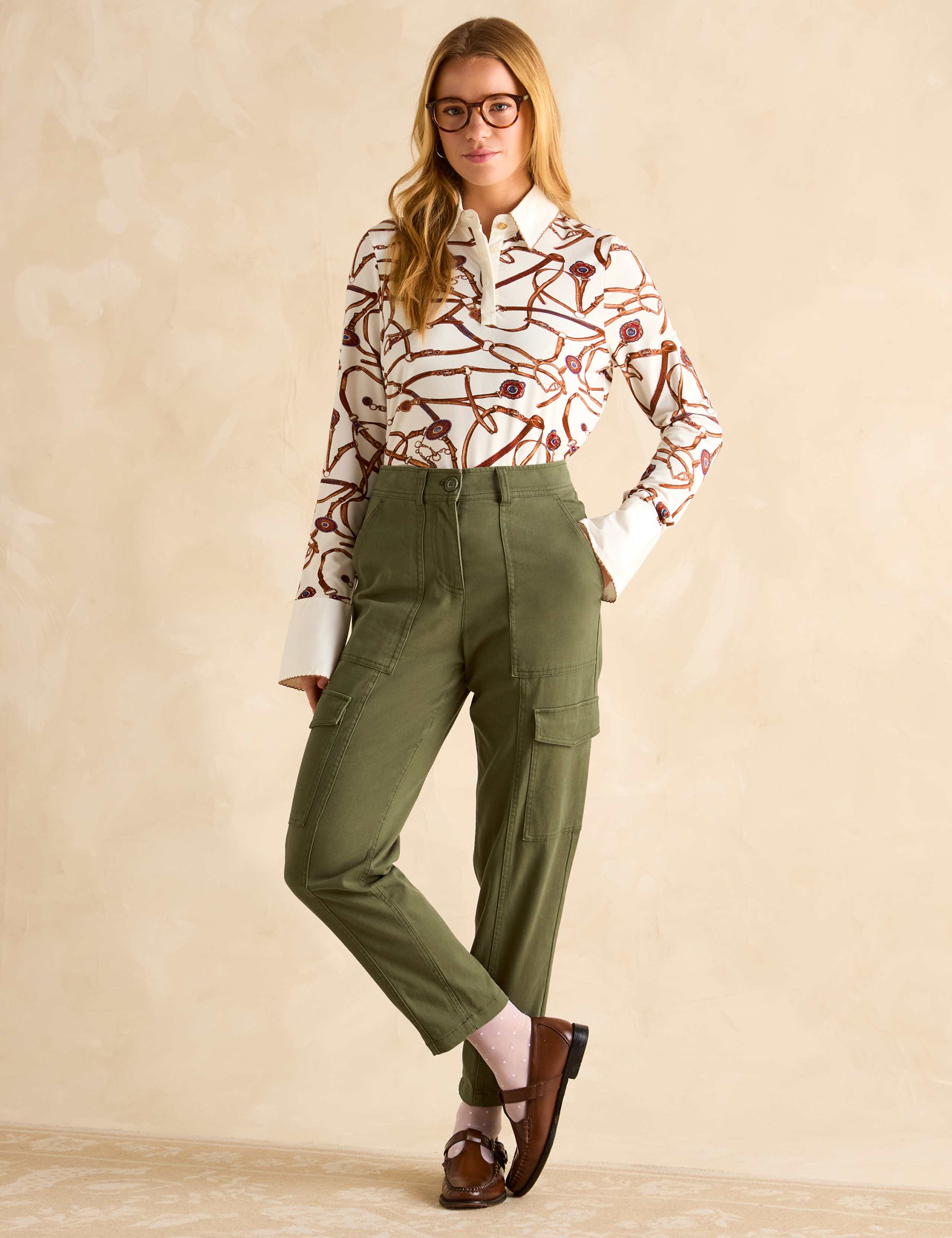 Cotton Rich Cargo Straight Leg Trousers 3 of 7
