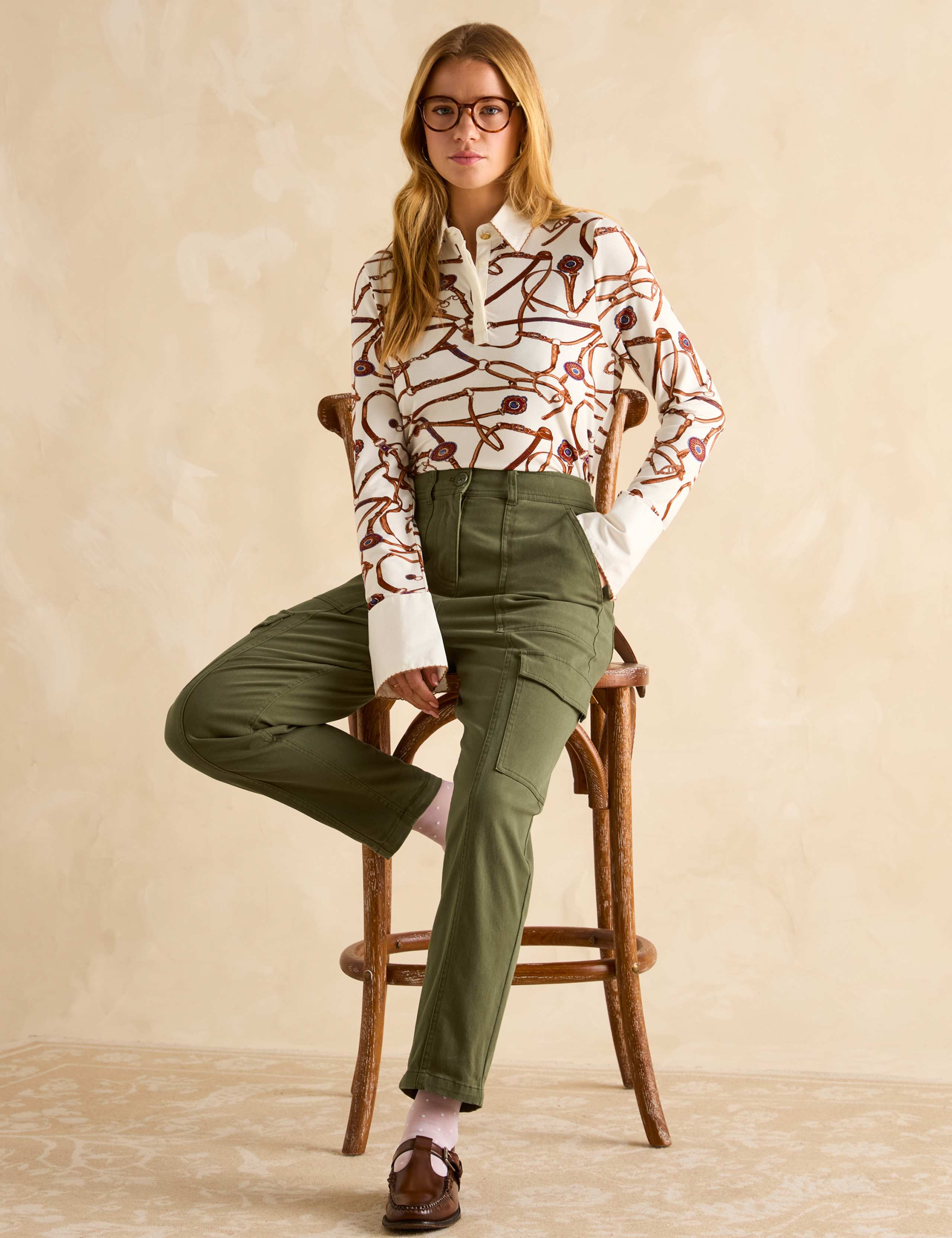 Cotton Rich Cargo Straight Leg Trousers 4 of 7
