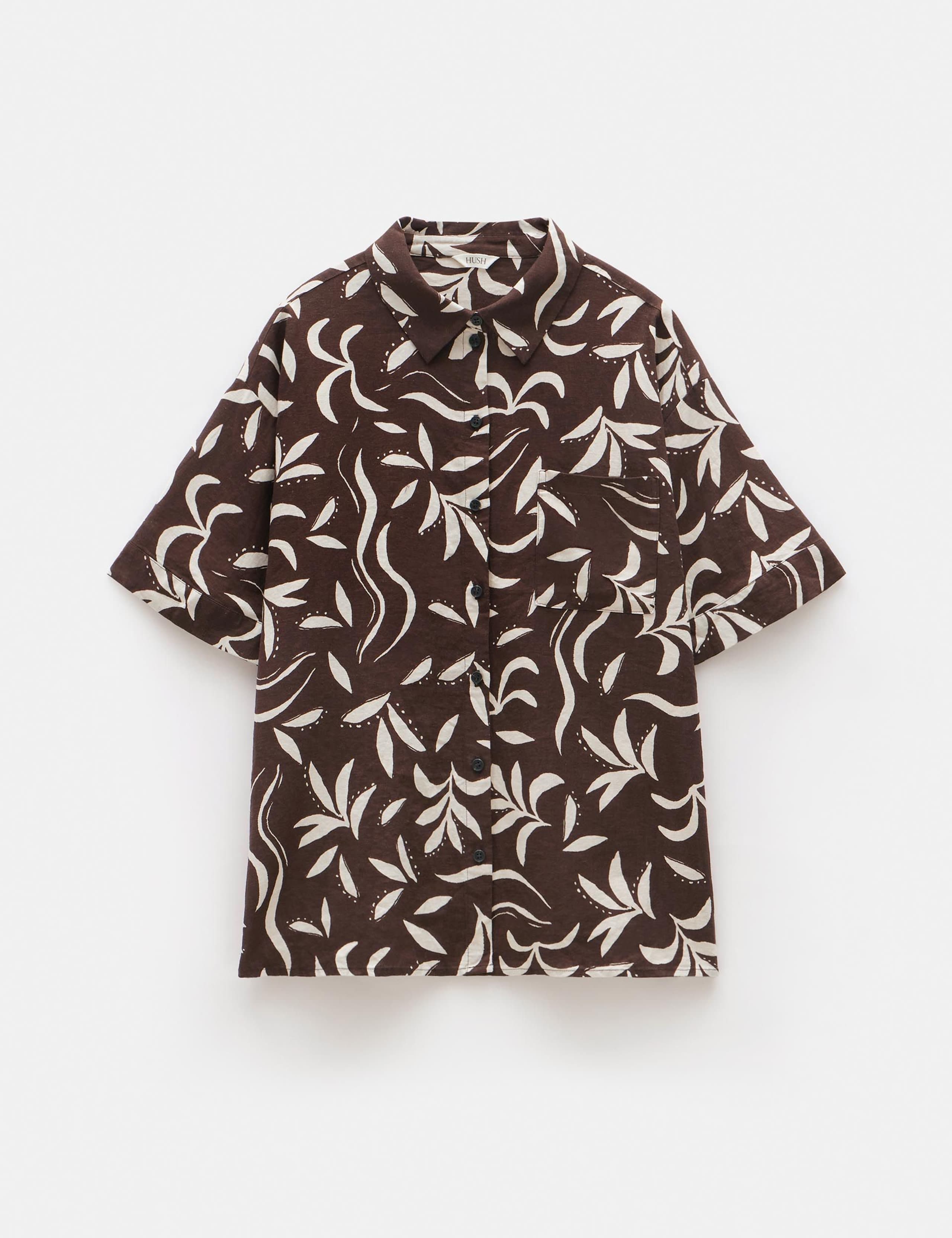 Linen Rich Leaf Print Shirt 2 of 5