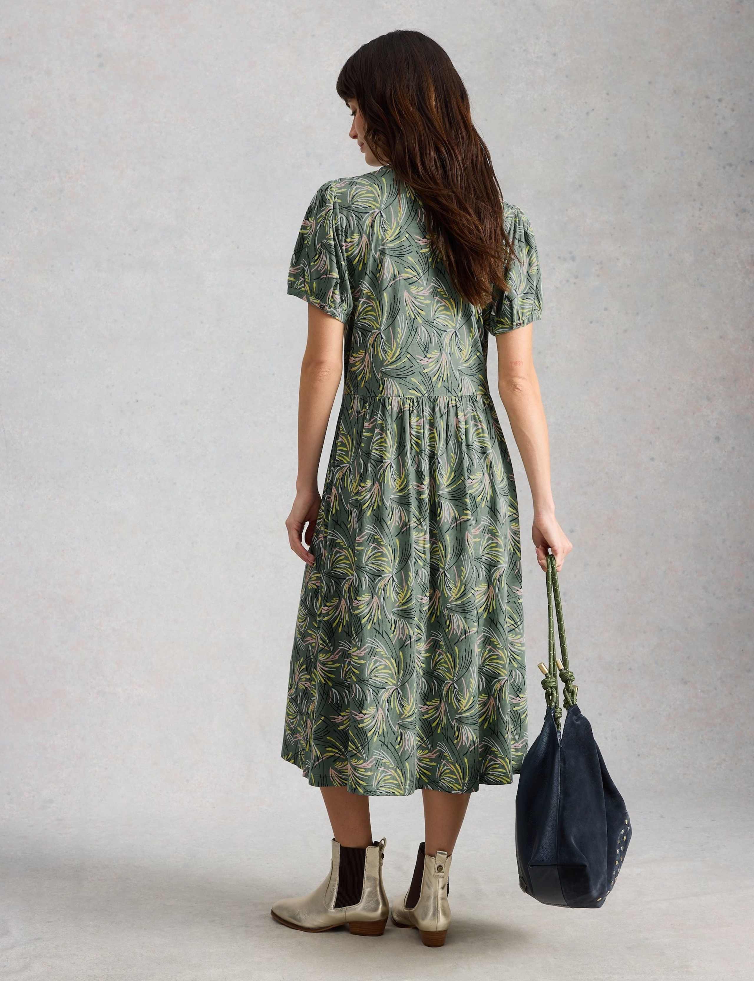 Jersey Floral Midi Waisted Dress 3 of 6