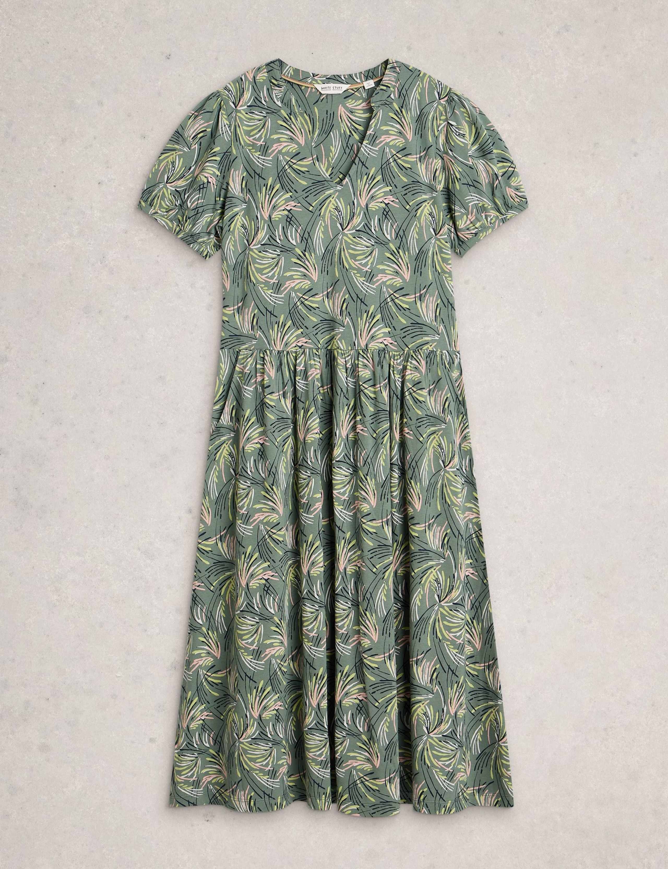 Jersey Floral Midi Waisted Dress 2 of 6