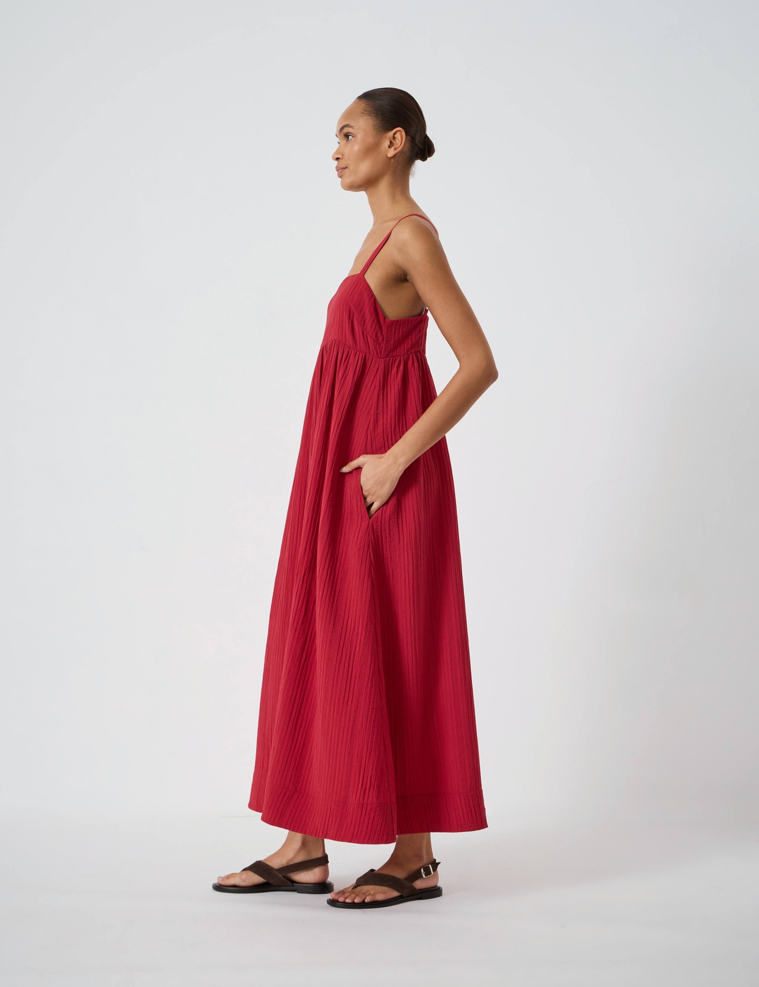 Crinkle Gathered Strappy Maxi Smock Dress 3 of 5