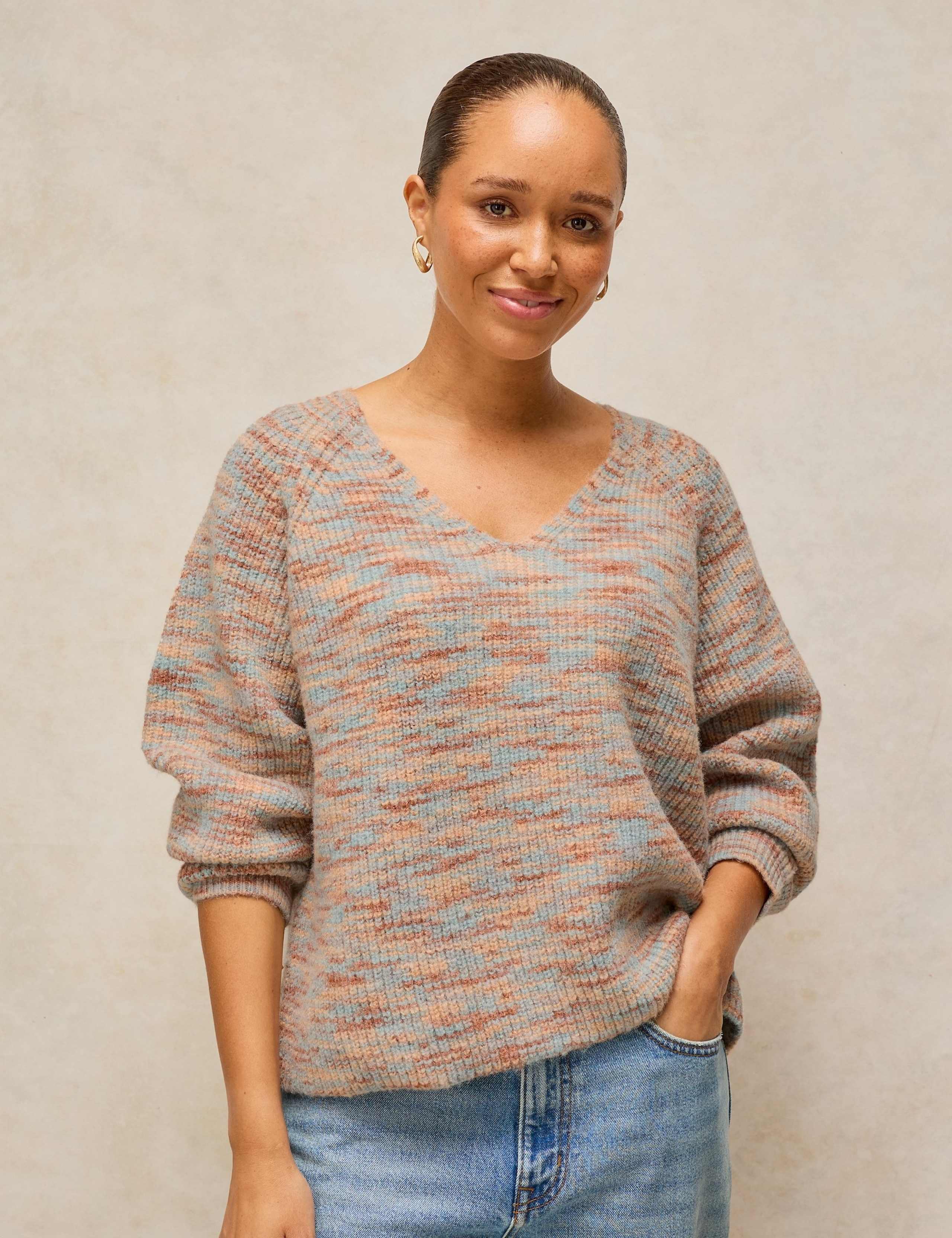 Spacedye V-Neck Jumper with Wool 1 of 6
