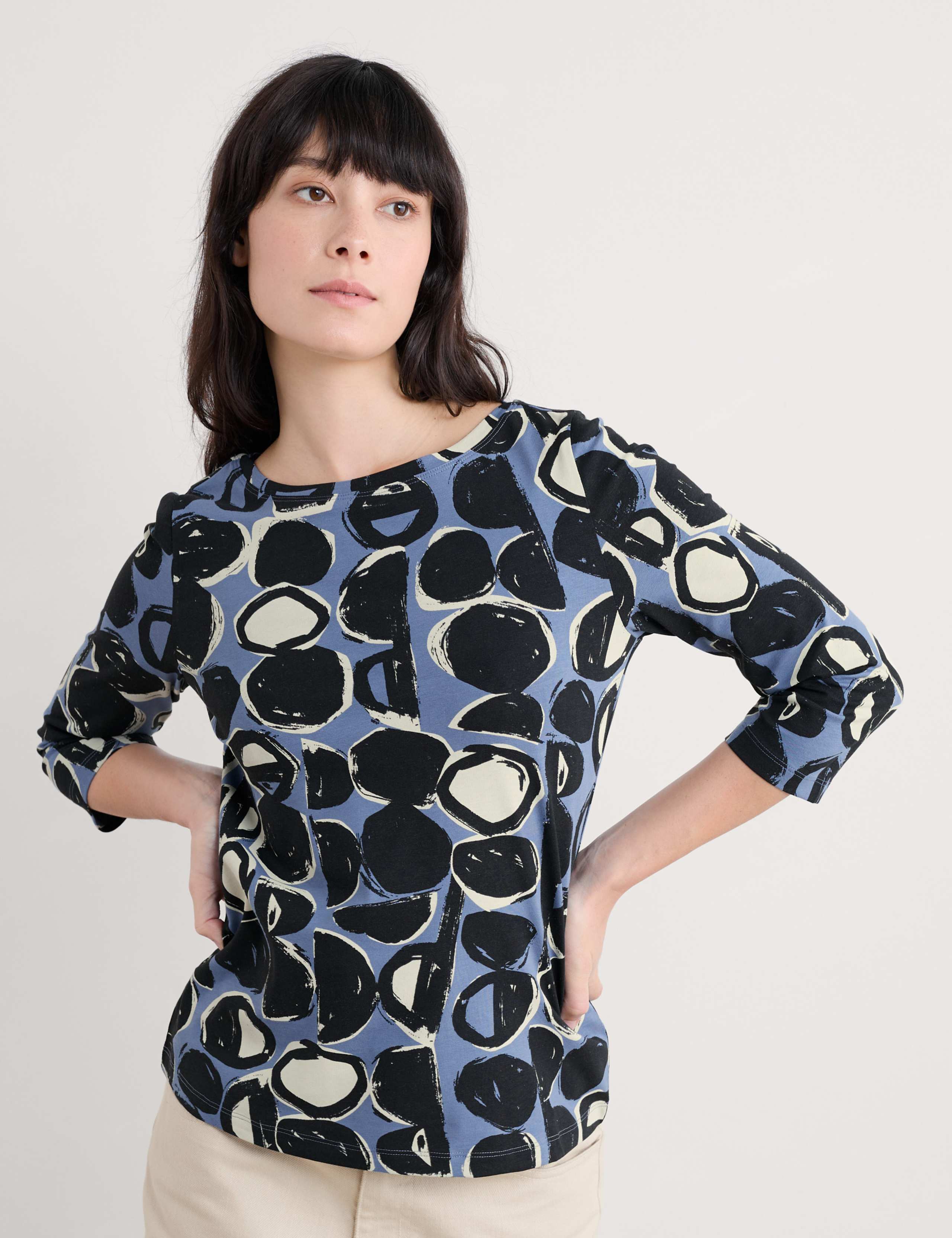 Cotton Rich Geometric Slim Fit Blouse 3 of 4