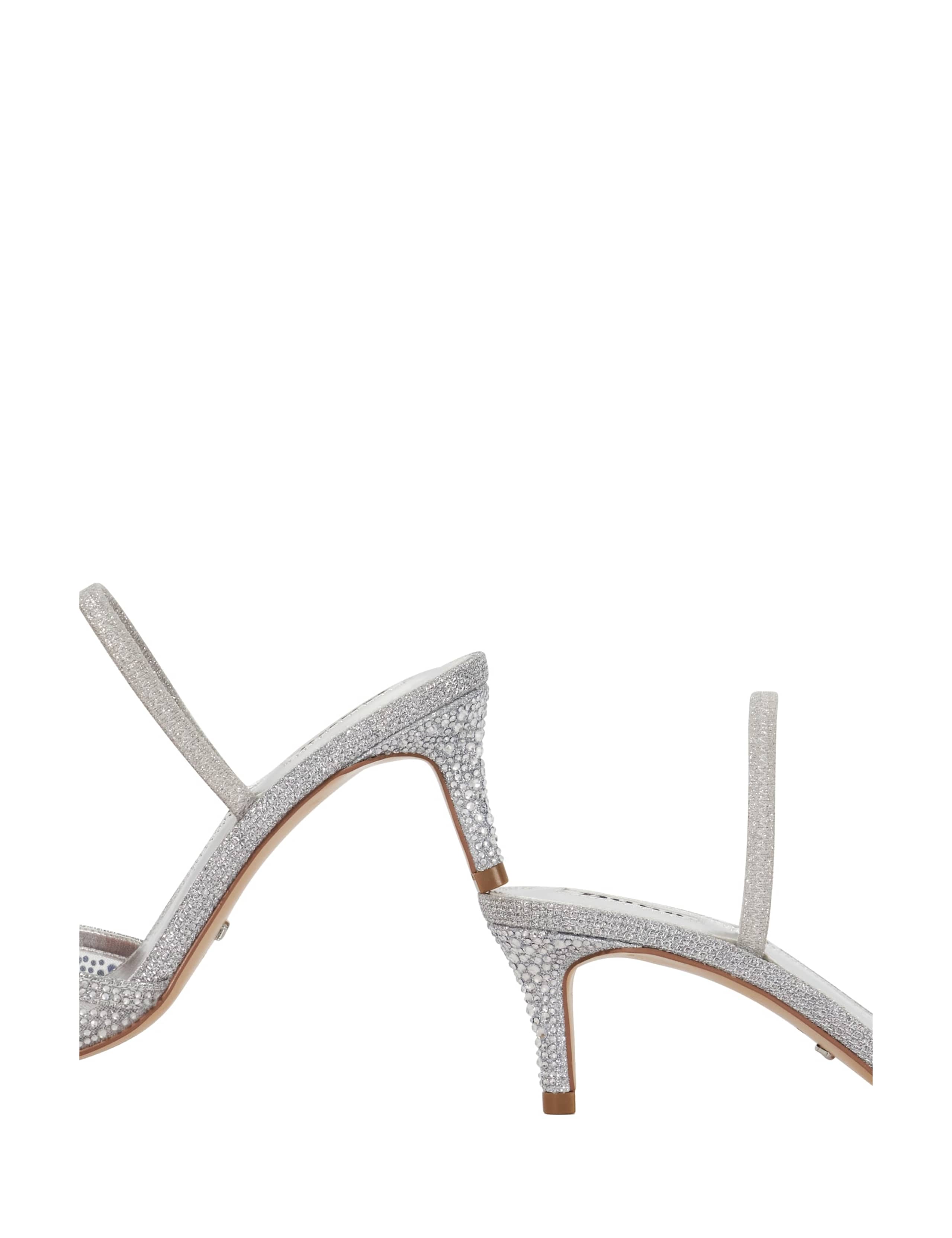 Sparkle Mesh Detail Kitten Heel Sandals 6 of 6