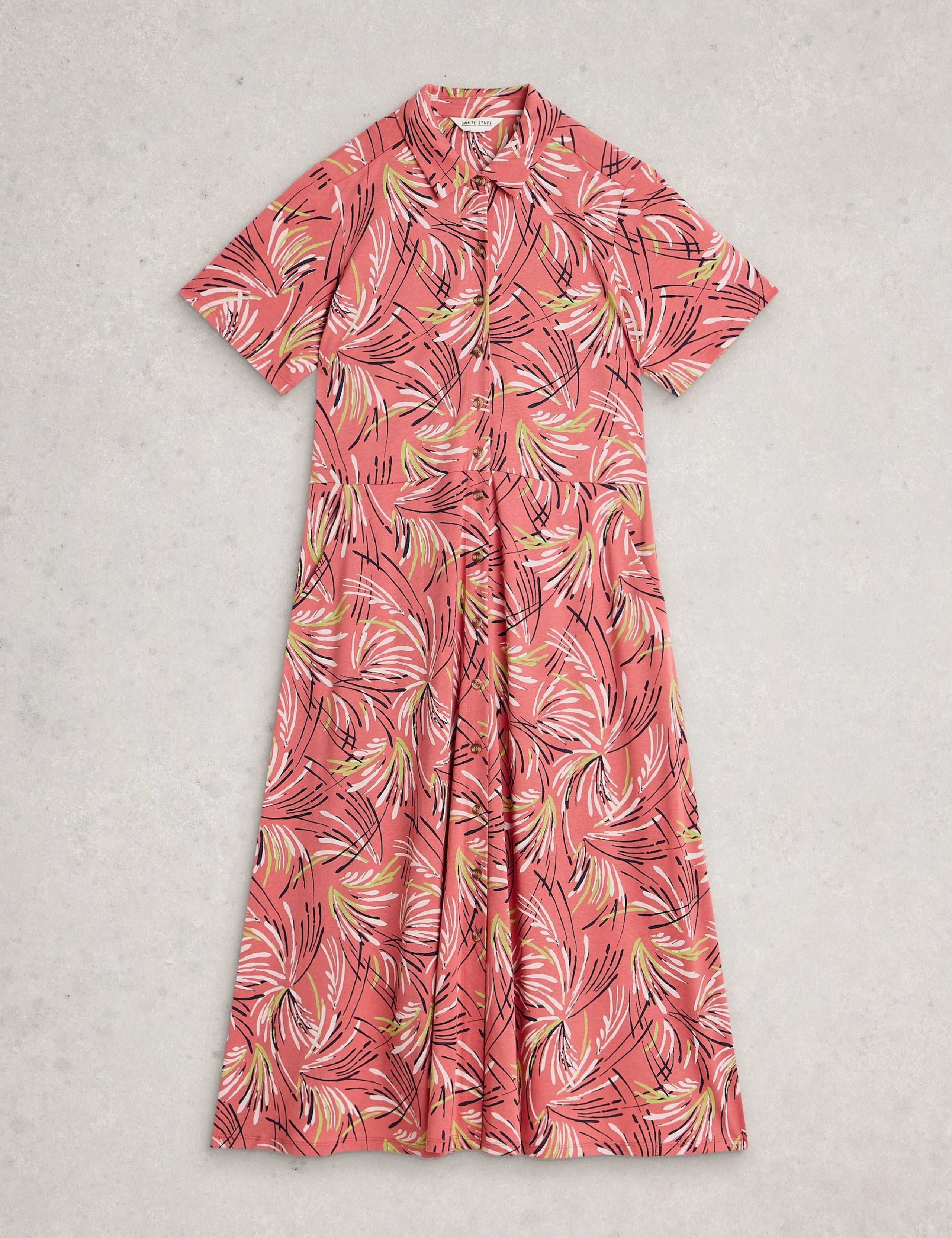 Jersey Printed Midi Shirt Dress 2 of 6