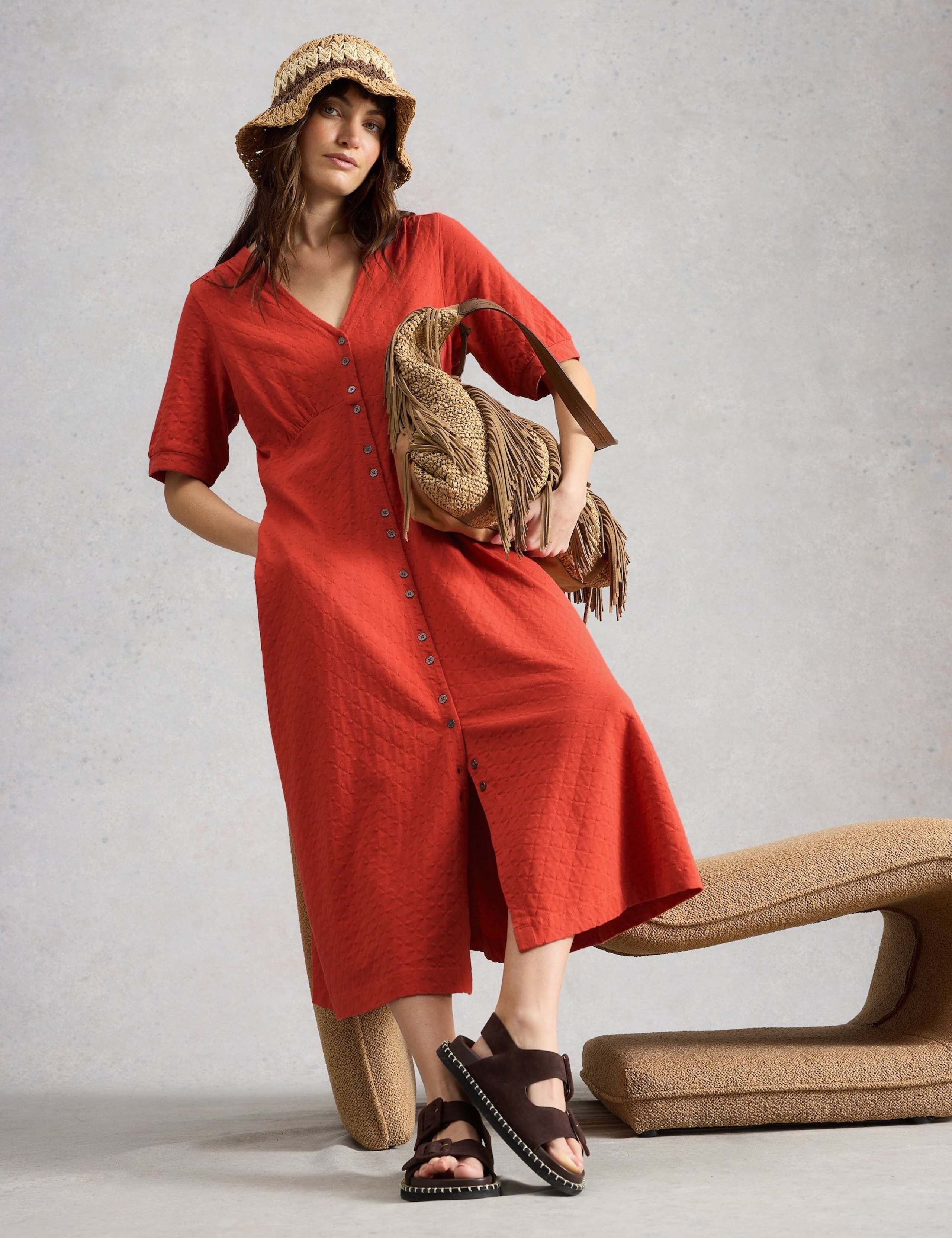 Pure Cotton Jersey Midi Waisted Dress 5 of 6